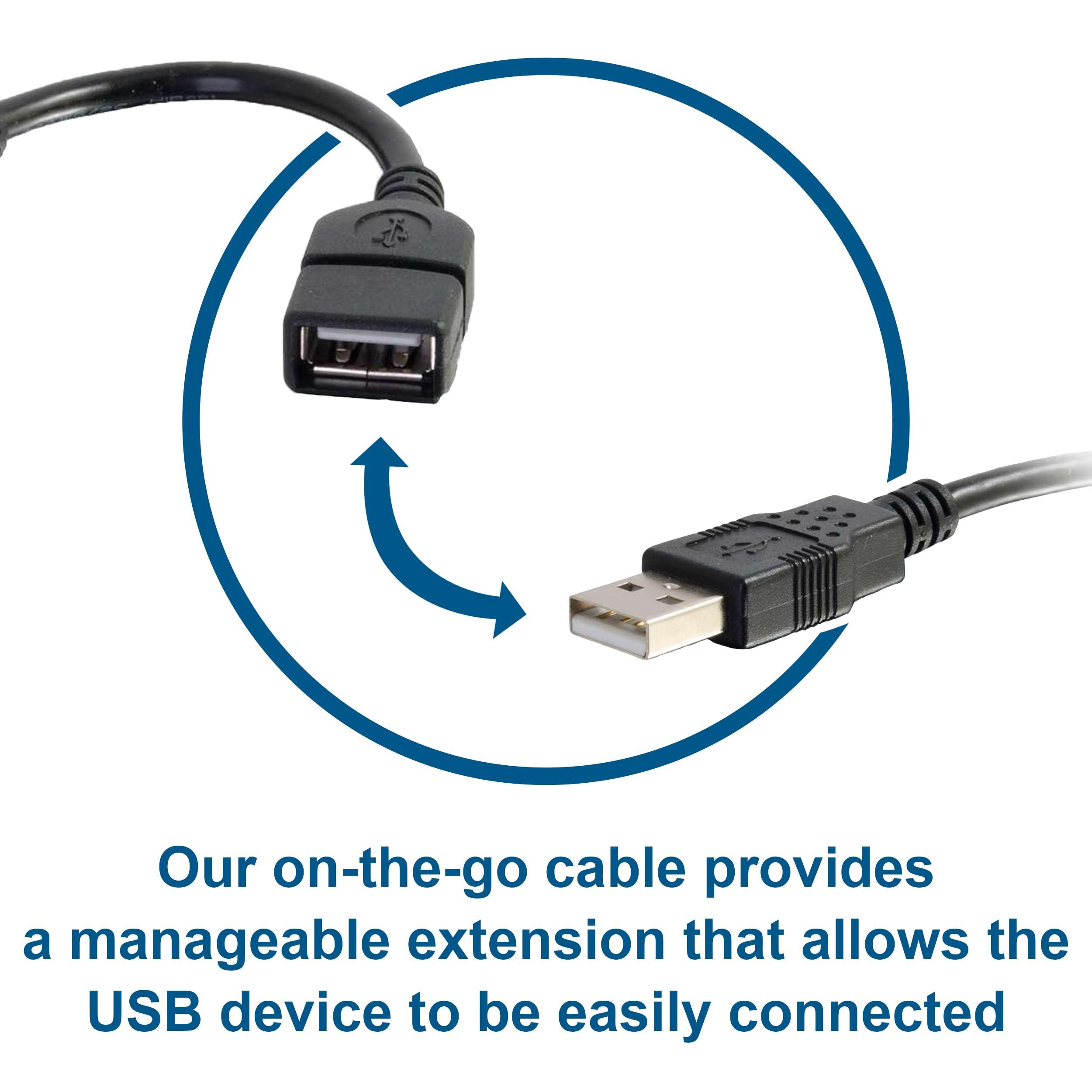 C2G Legrand USB Cable, USB A to A Cable, Short Extension USB Cable for USB Devices, 6 Inch USB Cord, Black, 1 Count, C2G 52119 - Image 3