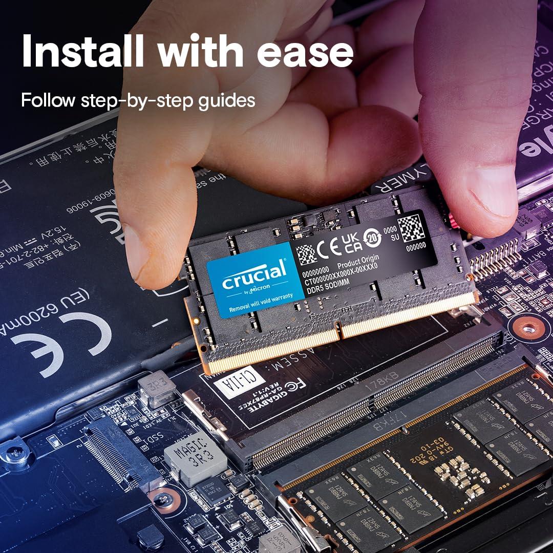 Crucial 32GB DDR5 RAM Kit (2x16GB), 5600MHz (or 5200MHz or 4800MHz) Laptop Memory 262-Pin SODIMM, Compatible with Intel Core and AMD Ryzen 7000, Black - CT2K16G56C46S5 - Image 6