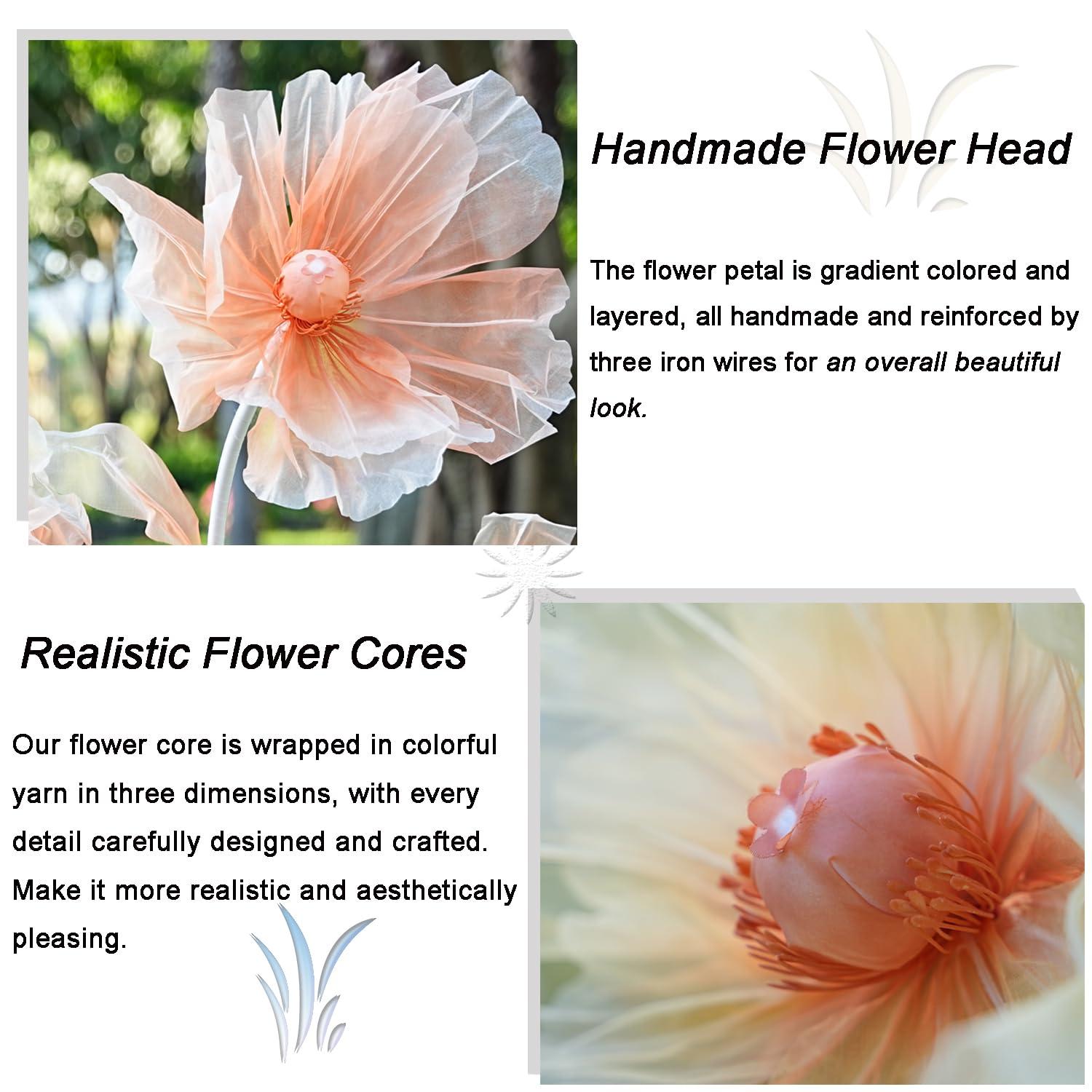 YOFNIRG Giant Flowers for Decoration,Wedding Reception Essential Decoration,5.6 Ft Big Artificial Silk Flower with Stems and Stands,Party Banquet Background Decor，Home Decor（Orange Champagne） - Image 6