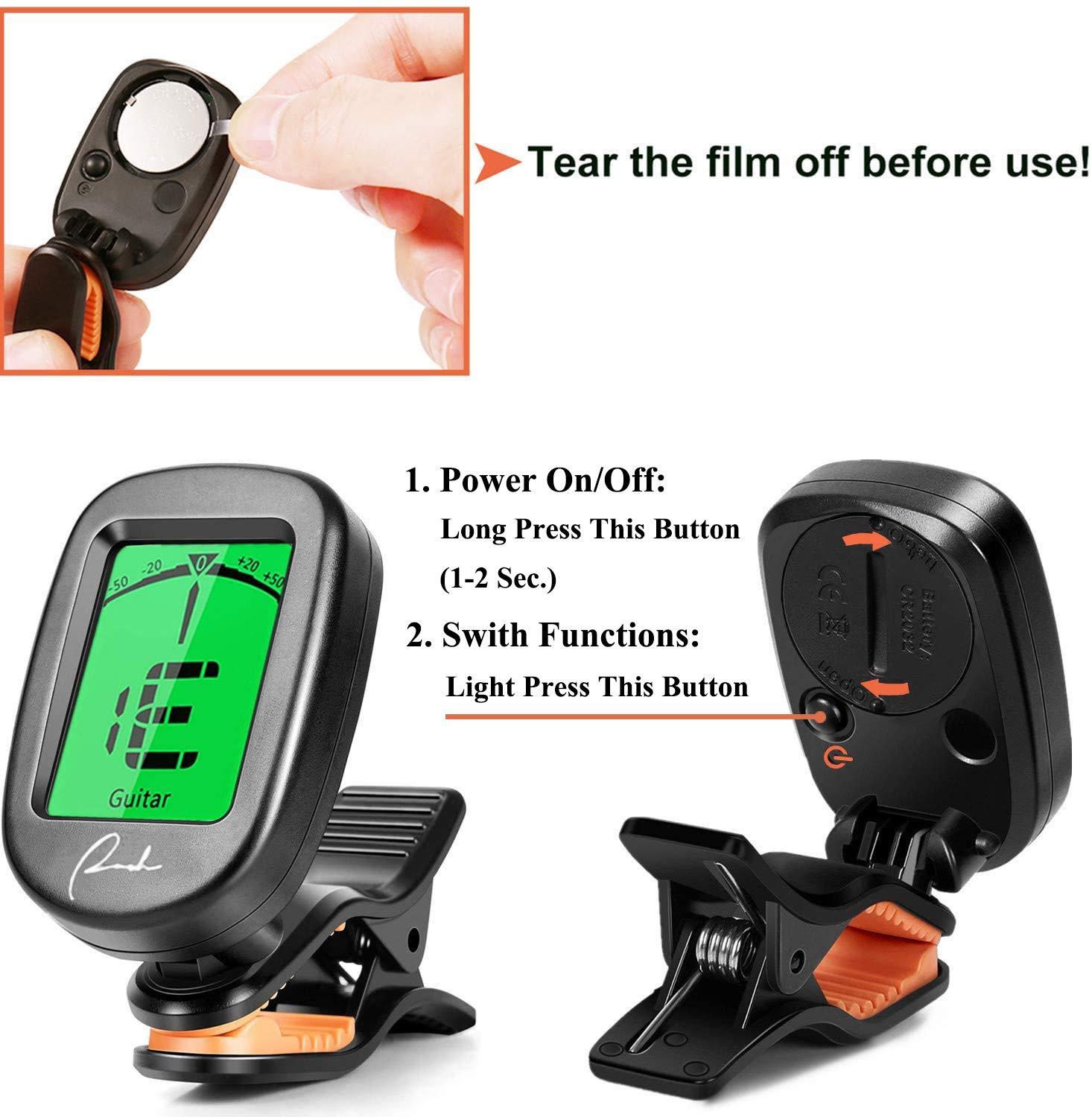 Ranch Guitar Tuner Clip On for Acoustic/Electric Guitar, Ukulele, Violin, Bass, Banjo and Chromatic Tuning Modes - Classical Black - Image 3