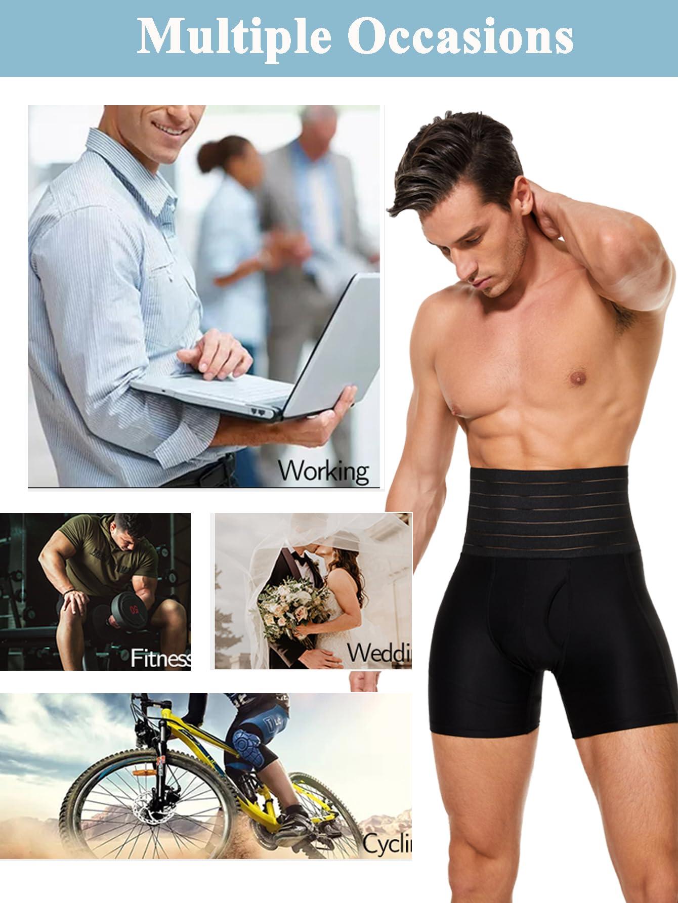Clevvets Shapewear Shorts for Men Tummy Control Shorts Slimming Long Leg Compression Boxer Briefs - Image 6