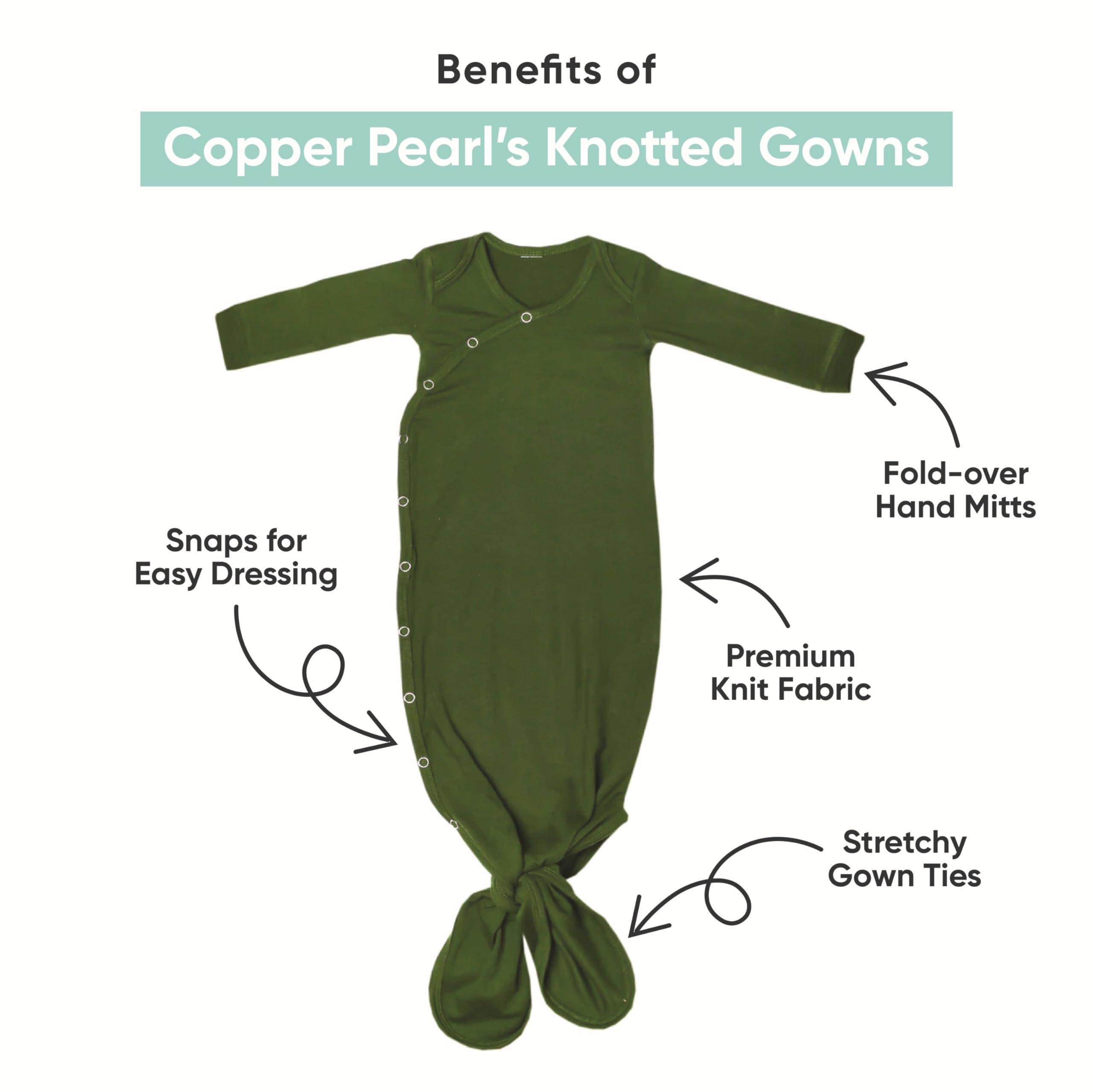 Copper Pearl Baby Gown - Knotted Newborn Sleepers for Baby Boy and Girl, Soft Stretchy Long Sleeve Infant Gowns with Bottom Tie and Hand Mittens, Perfect Hospital Coming Home Outfit (Autumn) - Image 2