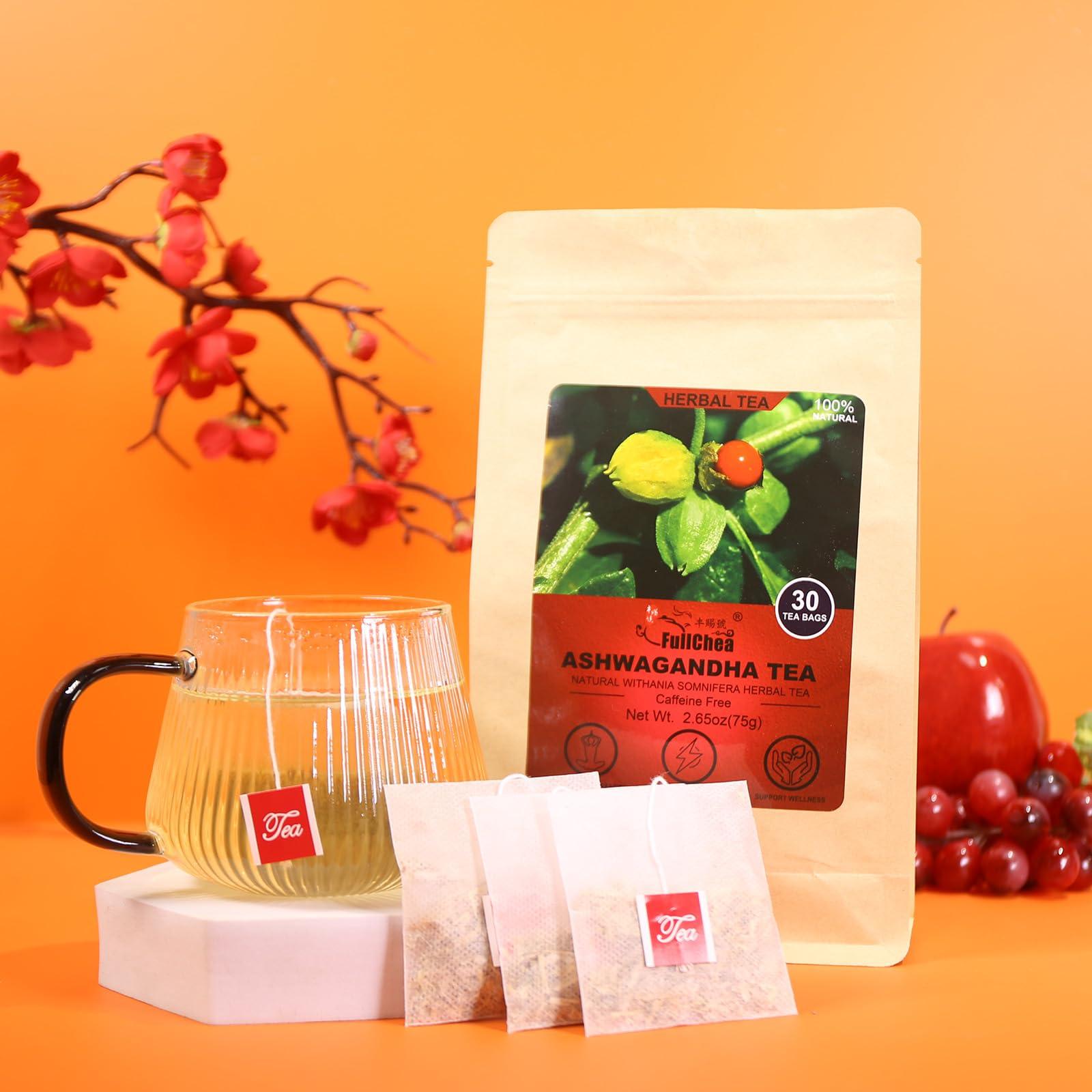 FullChea - Ashwagandha Tea, 2.5g X 30 Count - Sourced from India - Premium Natural Dried Cut & Sifted Root - Non-GMO - Caffeine-free - Rich in Antioxidants & Boost Energy - Image 3