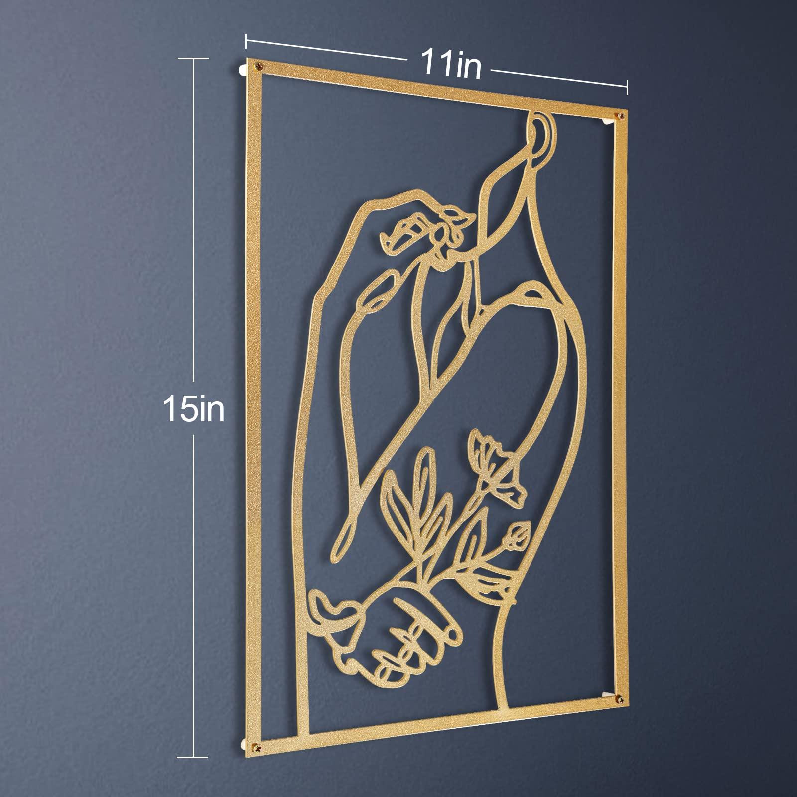 AGIOTA 3 Pcs Gold Wall Decor Above Bed Minimalist for Living Room Metal Line Art - Female Body, Gold Room Decor for Bedroom Modern Wall Art for Indoor 15inch - Image 4