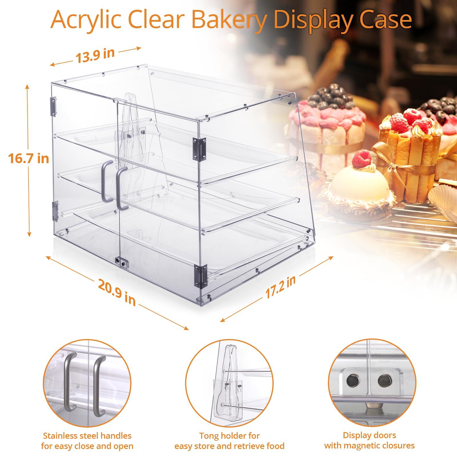 Old Canal Bakery Display Case, Pastry Display Case countertop 3 Tier Tray, Acrylic Clear Boxes for Bread Pastry Desserts Food Cookie, Display Cabinet Box for Baking Enthusiasts, 20.86 x 17.3 x 16.5 in - Image 2