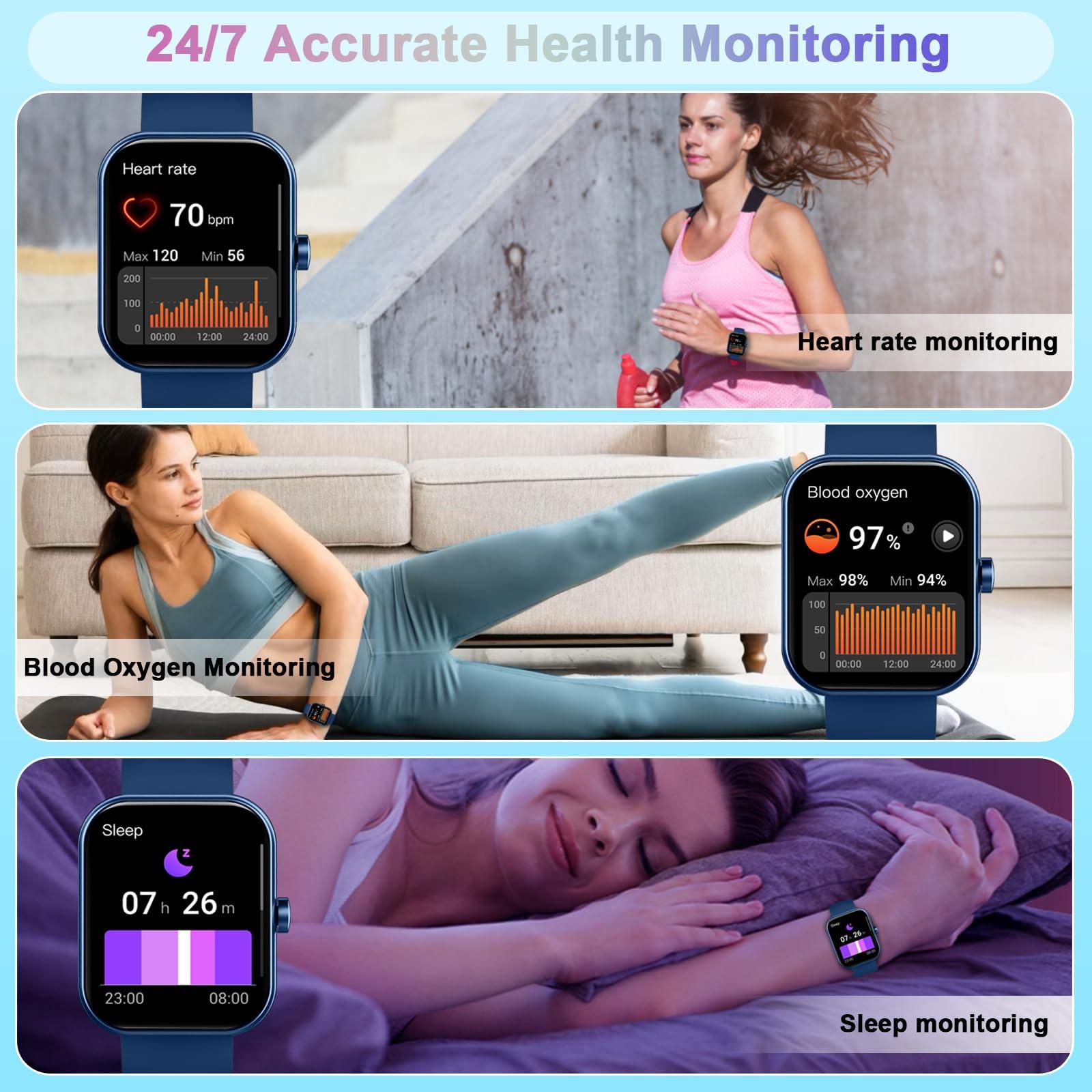 Smart Watch for Men Women(Answer/Make Call), 2025 New Smartwatch 1.96" HD Fitness Watch with 110+ Sport Modes, Heart Rate, Sleep Monitor, Pedometer, IP68 Waterproof Activity Tracker for Android iOS - Image 4