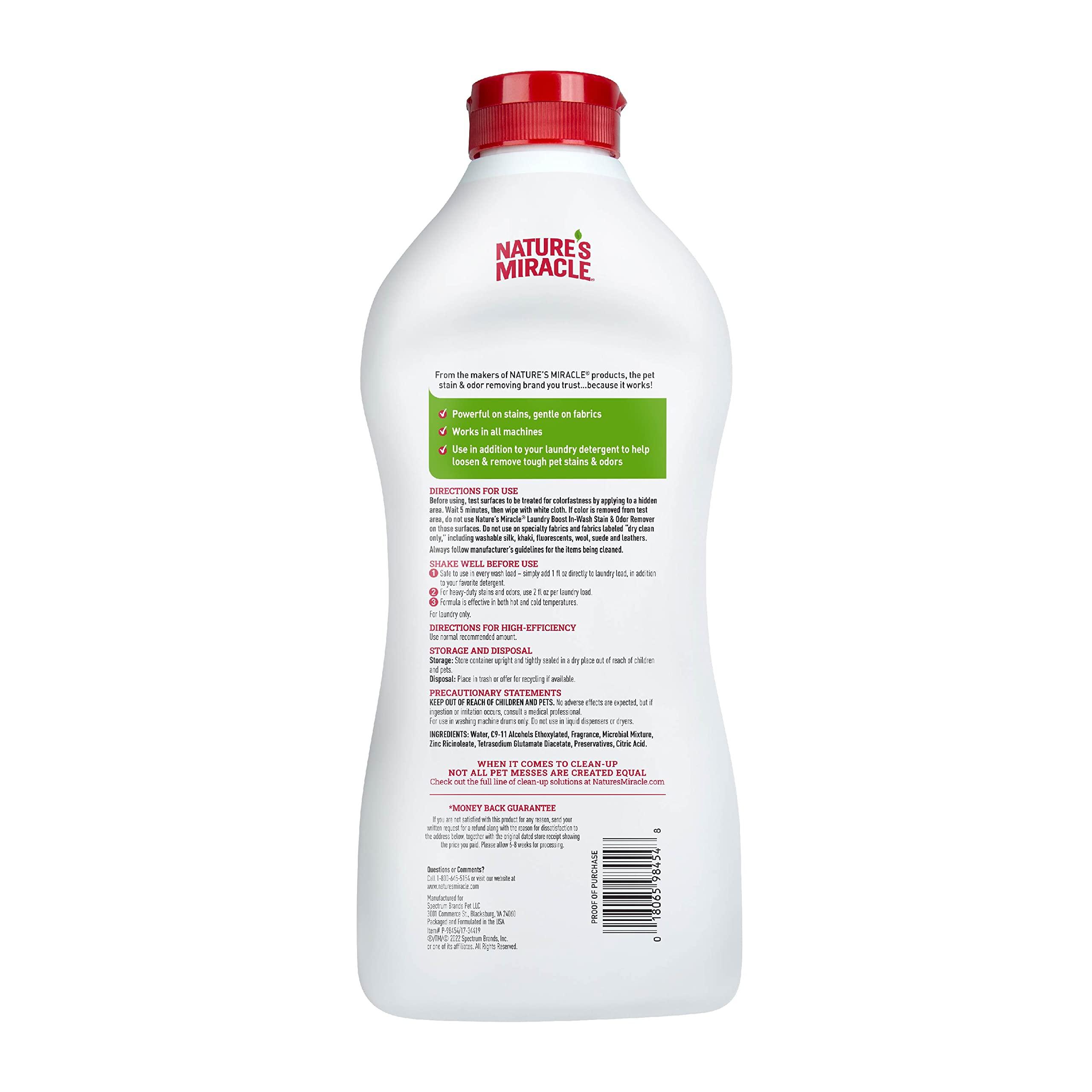 Nature’s Miracle Laundry Boost In-Wash Stain and Odor Remover, 32 Ounces, Laundry Stain and Odor Removing Additive For All Machines - Image 2