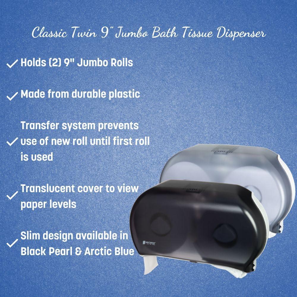 San Jamar - SJMR4000TBK R4000TBK Twin 9" Jumbo Tissue Dispenser, Black Pearl, 12" x 19" x 5.3" - Image 5