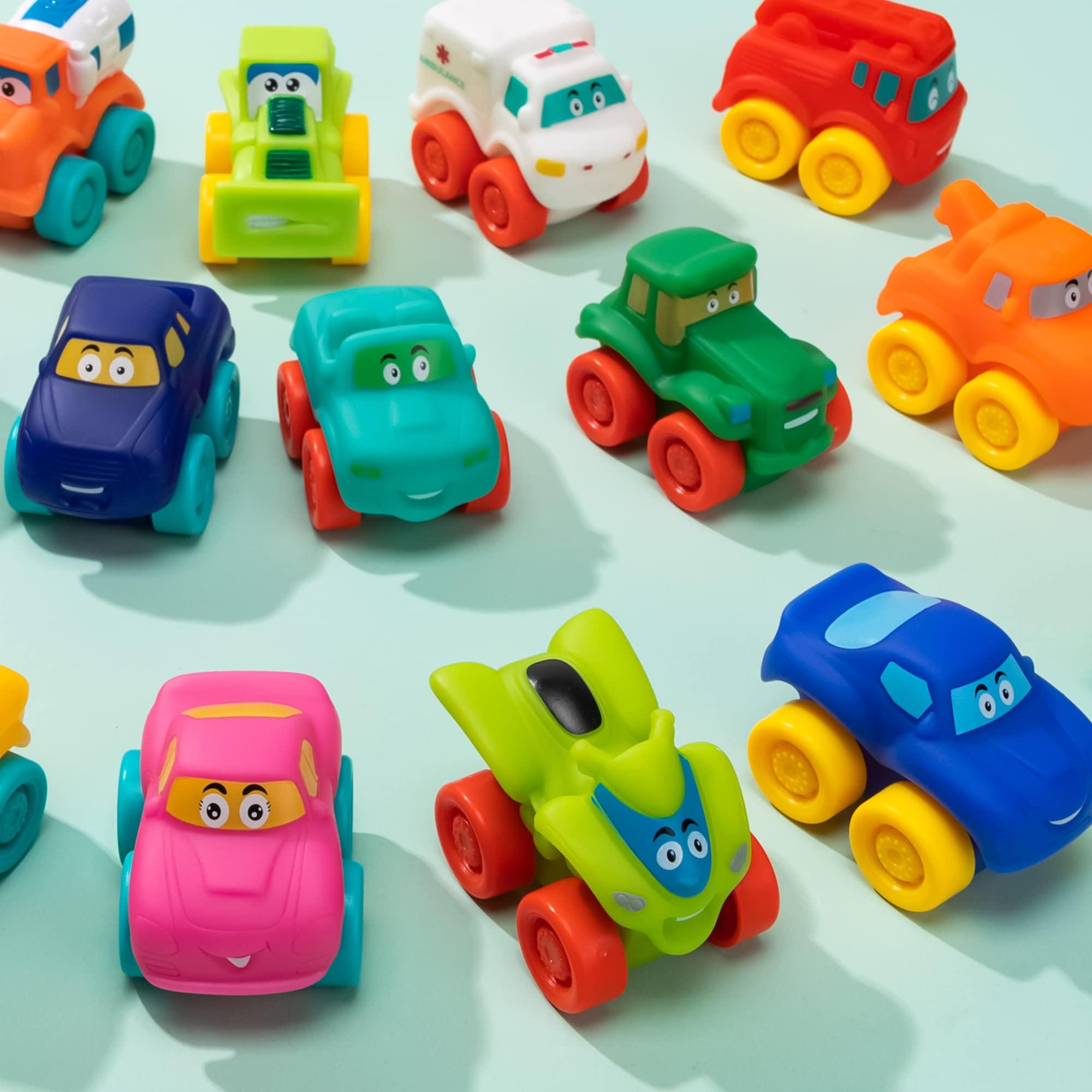 JOYIN Cartoon Cars, Soft Rubber Toy Car Set, Mini Vehicles, Bath Toy Car for Toddlers, Gift for Boys and Girls Easter Basket Stuffers, Summer Beach and Pool Activity, Party Favors for Kids - Image 7