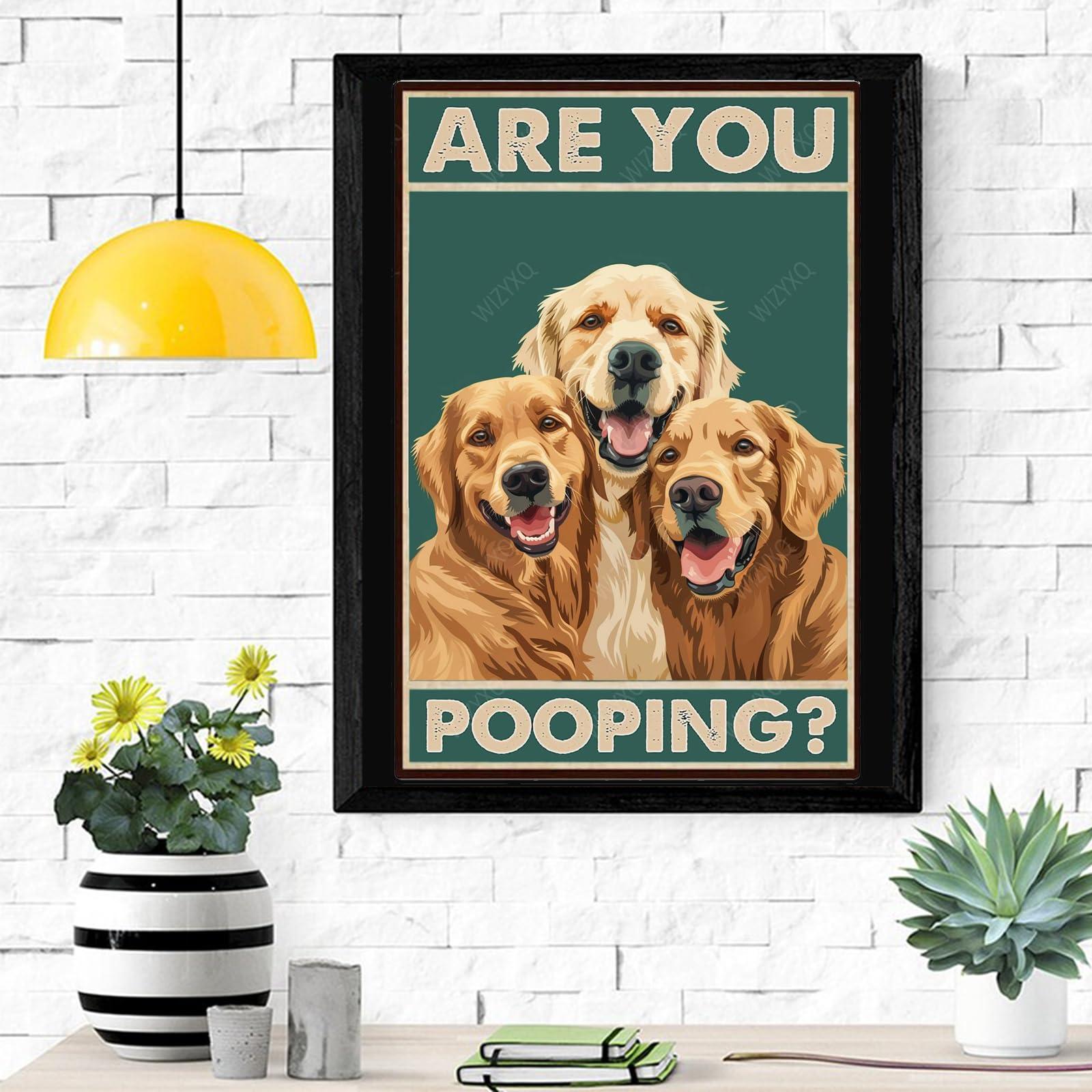 WIZYXQ Metal Signs Are You Pooping Three Golden Retriever Dog Sign Vintage Aluminum Tin Sign for Home Office Kitchen Bar Cafe Garden Wall Decor 12x8 Inch - Image 6