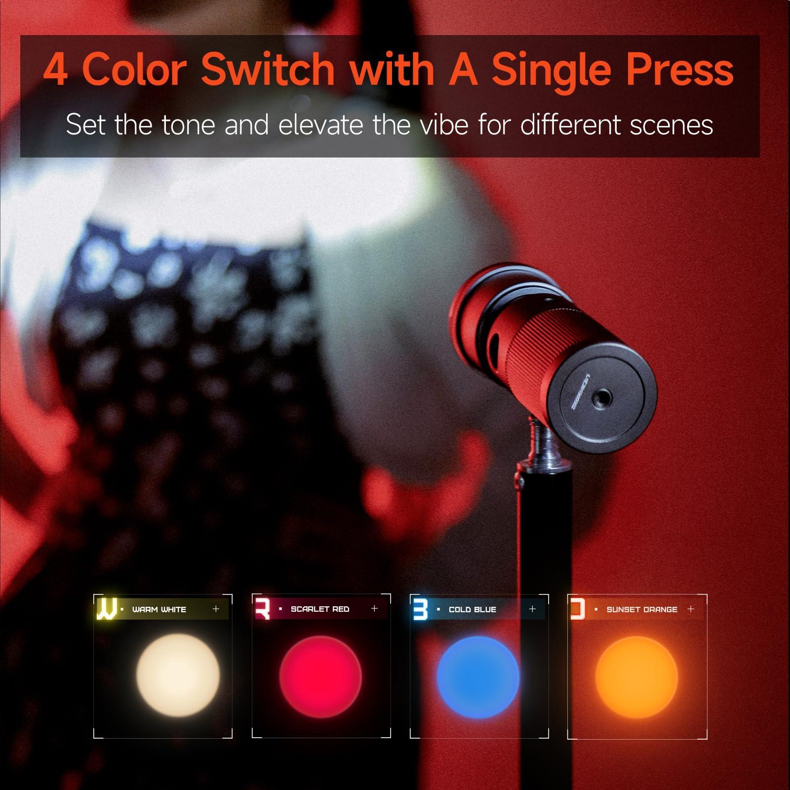 PHOTOOLEX 4 Colors Photography Flashlight, 8400mAh Power Portable Spotlight for Photography, LED Flashlight Aluminum Alloy Light for Video Recording & Vlogging, Sunset Light Rechargeable Flashlights - Image 2