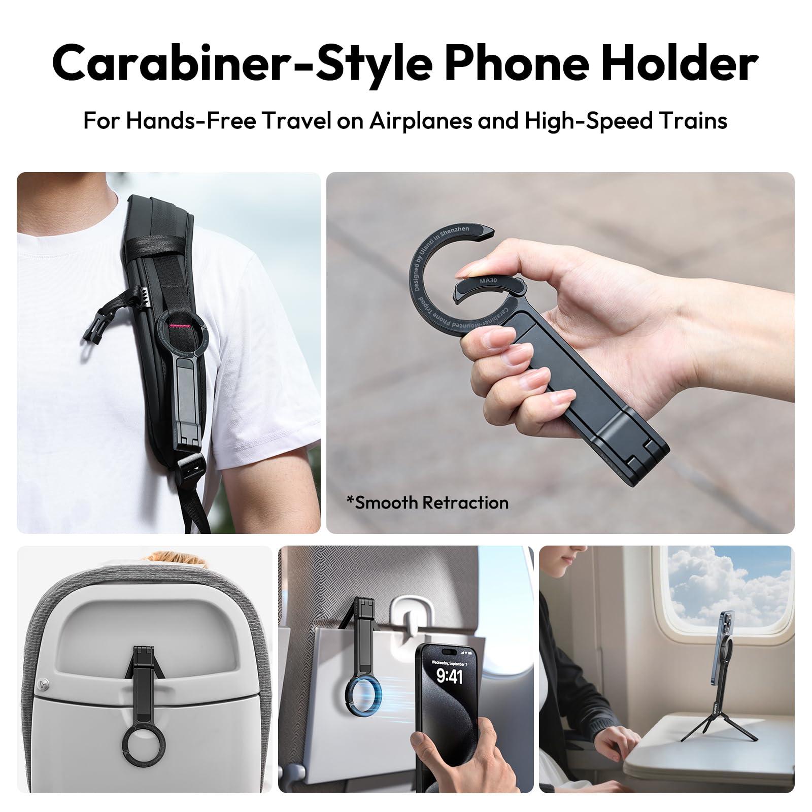 ULANZI MA30 Magnetic Phone Tripod Stand for iPhone - Aluminium Maglock Smartphone Mini Tripod Pocket Cell Phone Stand Strong Magnet Quick Mount Compatible with iPhone 16 15 14 13 12 Series, Black - Image 2