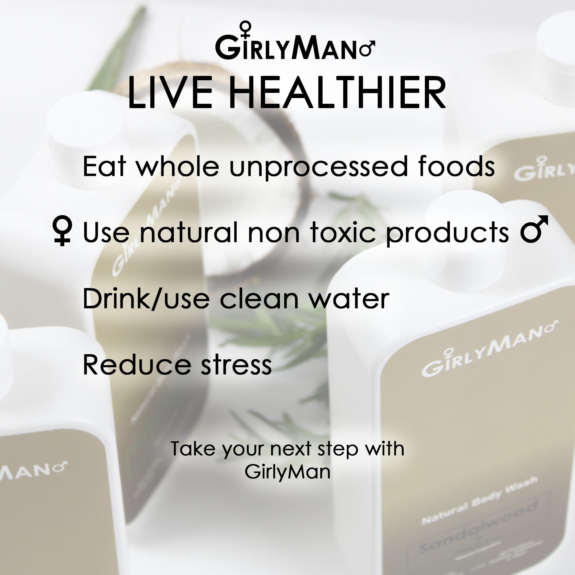 GirlyMan Natural Body Wash - Made with Olive Oil & Aloe Extract, No Artificial Fragrance, PH Balanced, Gentle Formula, Nourishing Ingredients, Family Owned (Sandalwood) - Image 9