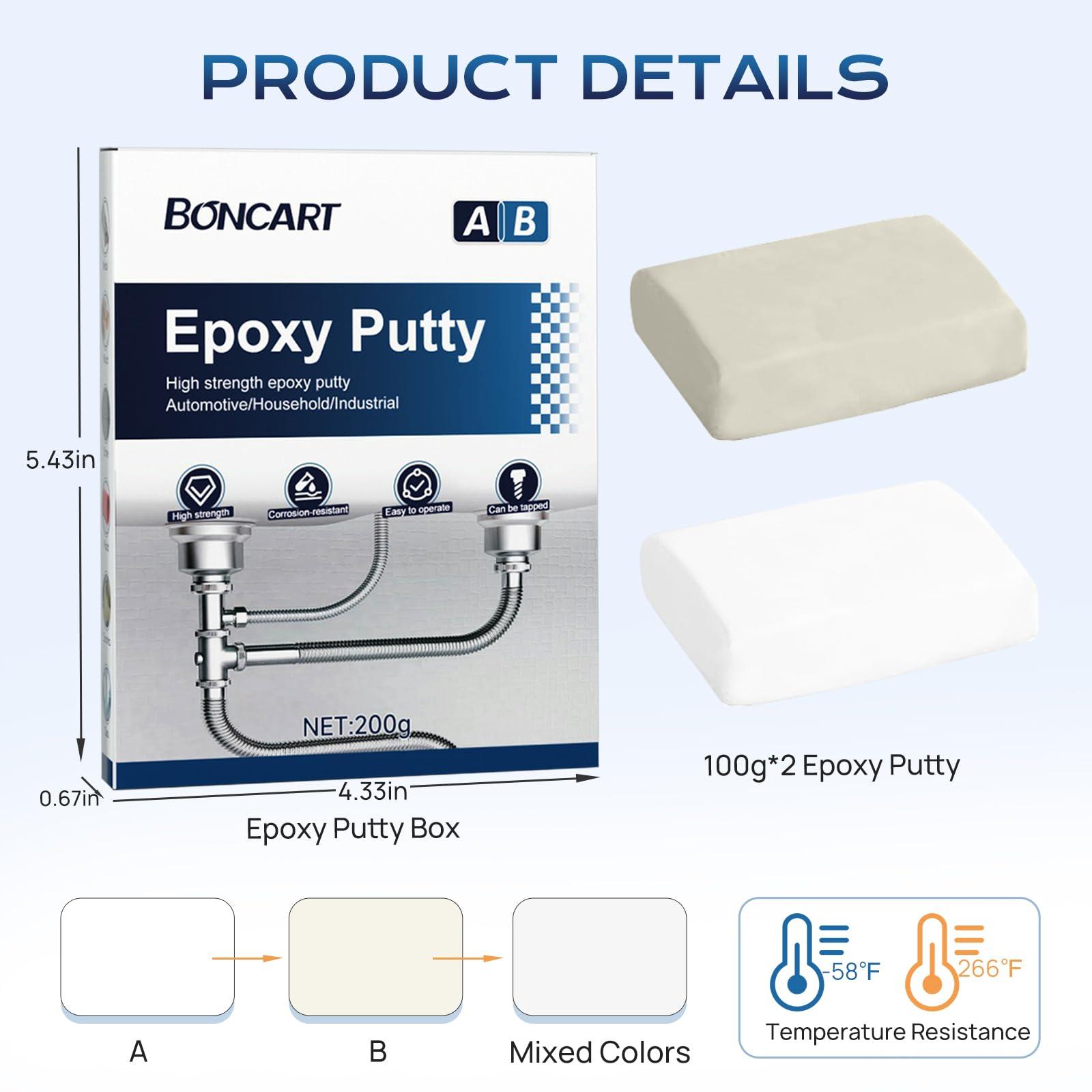 Boncart Epoxy Putty, 200g Fast Repair AB Epoxy Putty, High-Strength Two-Part Filler for Metal, Wood, Tile, Ceramics, Multi-Purpose Sculpt Clay for Bonding, Repairing, Sculpting (White) - Image 8