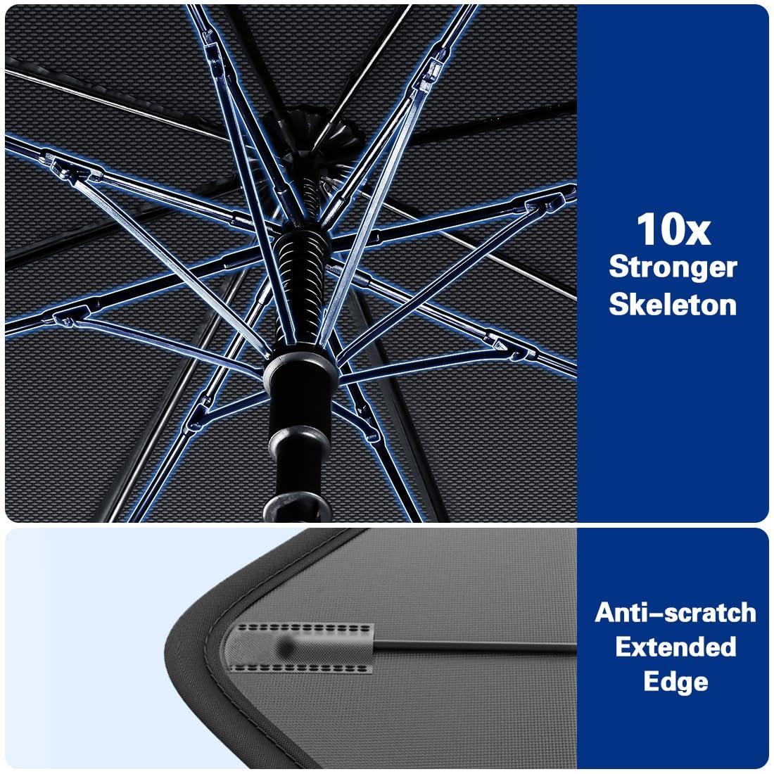 2025 Windshield Sun Shade Umbrella, Foldable Car Umbrella Sunshade with UV Block Car Front Window (Heat Insulation Protection) for Auto Windshield Covers Trucks Cars (Large) - Image 6