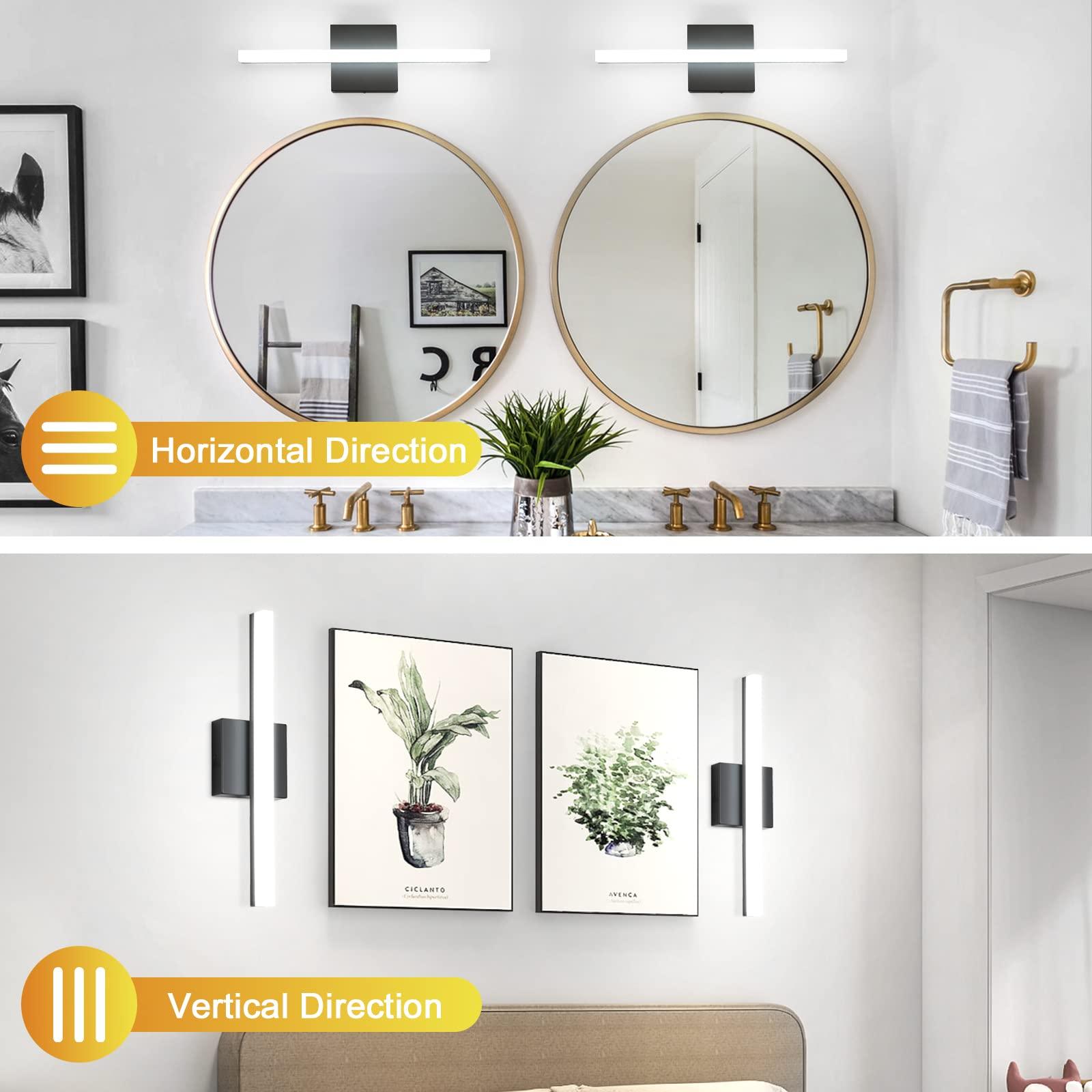 Combuh LED Bathroom Vanity Light Bar 16 Inch 9W Black IP44 Bathroom Light Fixtures Over Mirror Modern Bath Wall Lighting Fixture Sconce Indoor Cool White 6000K - Image 5