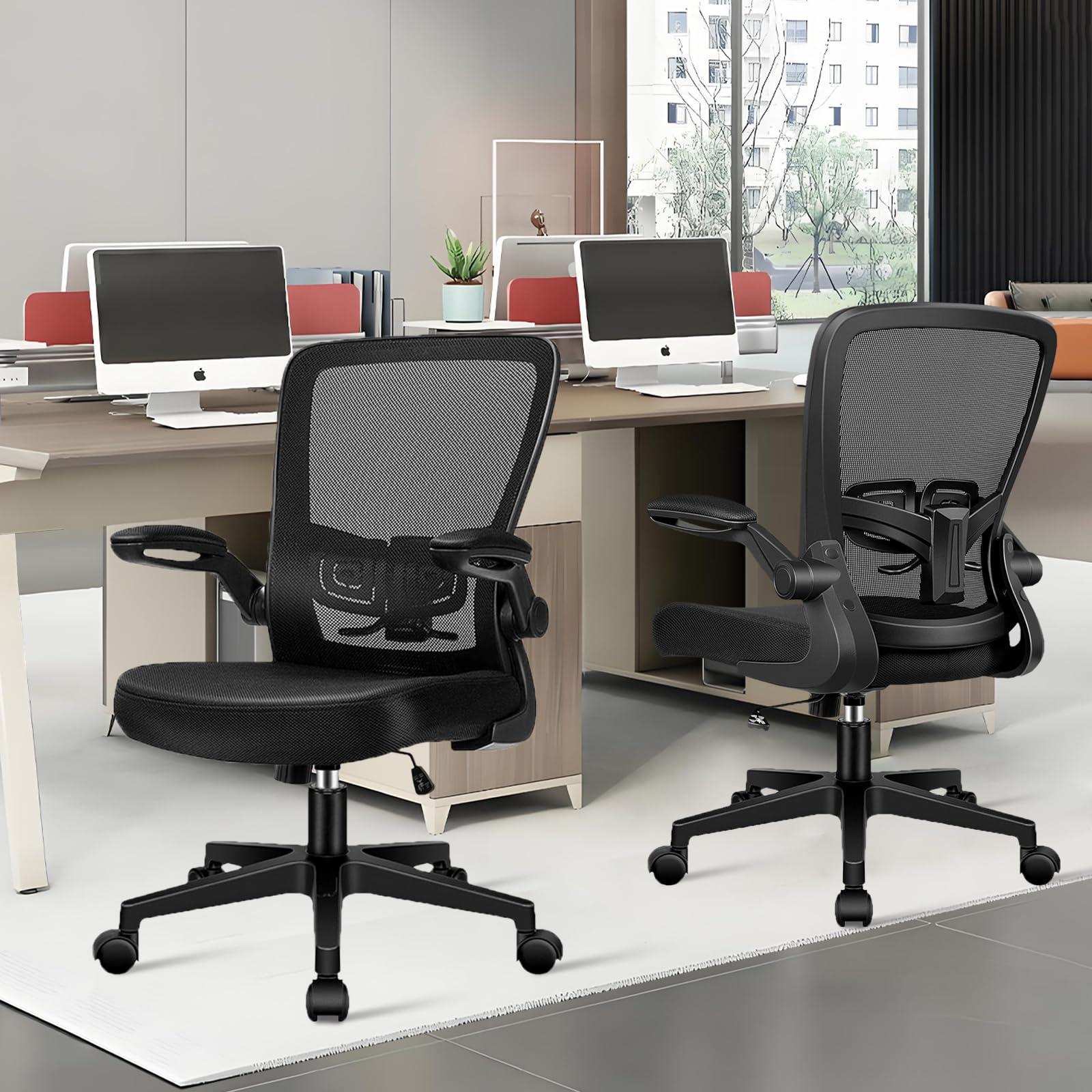 KLASIKA Desk Chairs with Wheels, Ergonomic Mesh Office Chair Adjustable Height and Swivel Lumbar Support Home Office Chair with Flip Up Armrests (8PK) - Image 2