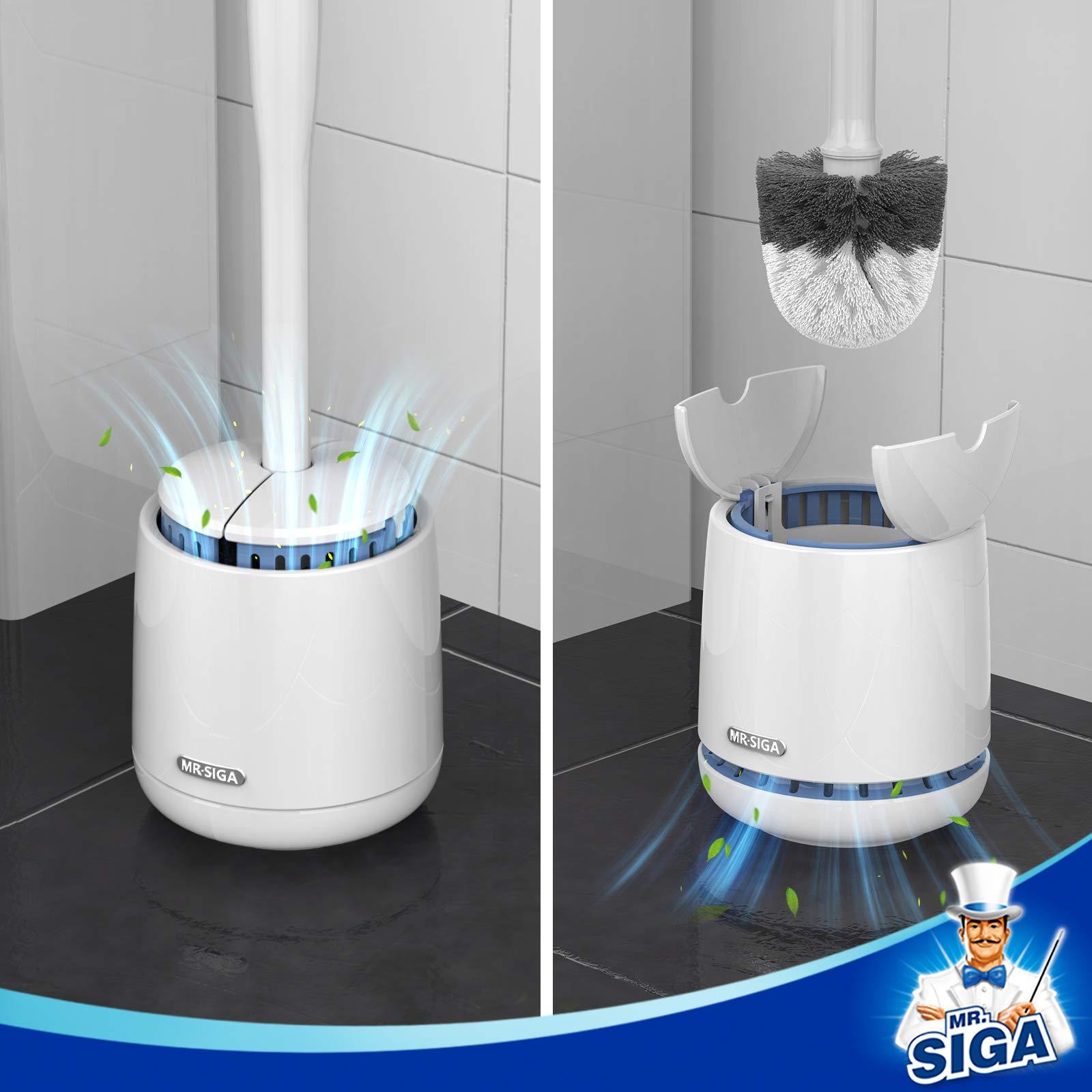 MR.SIGA Toilet Bowl Brush and Holder, Premium Quality, with Solid Handle and Durable Bristles for Bathroom Cleaning, White, 1 Pack - Image 4