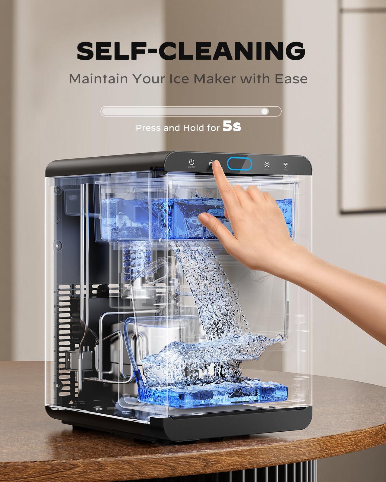 Nugget Ice Maker Countertop - Silonn Smart Pebble Ice Machine, Pellet Ice 44 lbs per Day, Crushed Ice from Timer Function and Status Alerts with Silonn App, Stainless Steel - Image 6