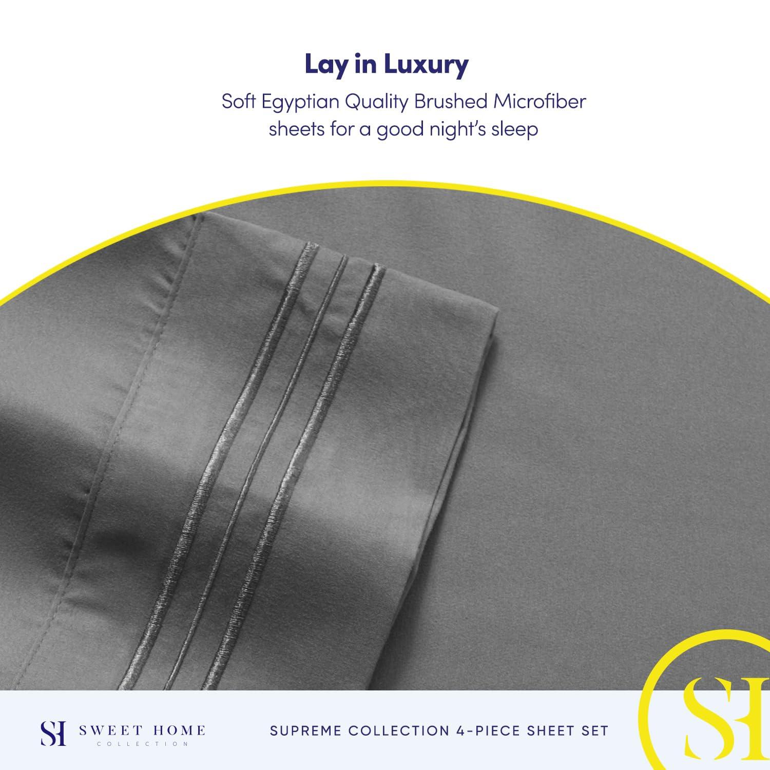 Queen Size Bed Sheets - Breathable Luxury Sheets with Full Elastic & Secure Corner Straps Built In - 1800 Supreme Collection Extra Soft Deep Pocket Bedding Set, Sheet Set, Queen, Gray - Image 6