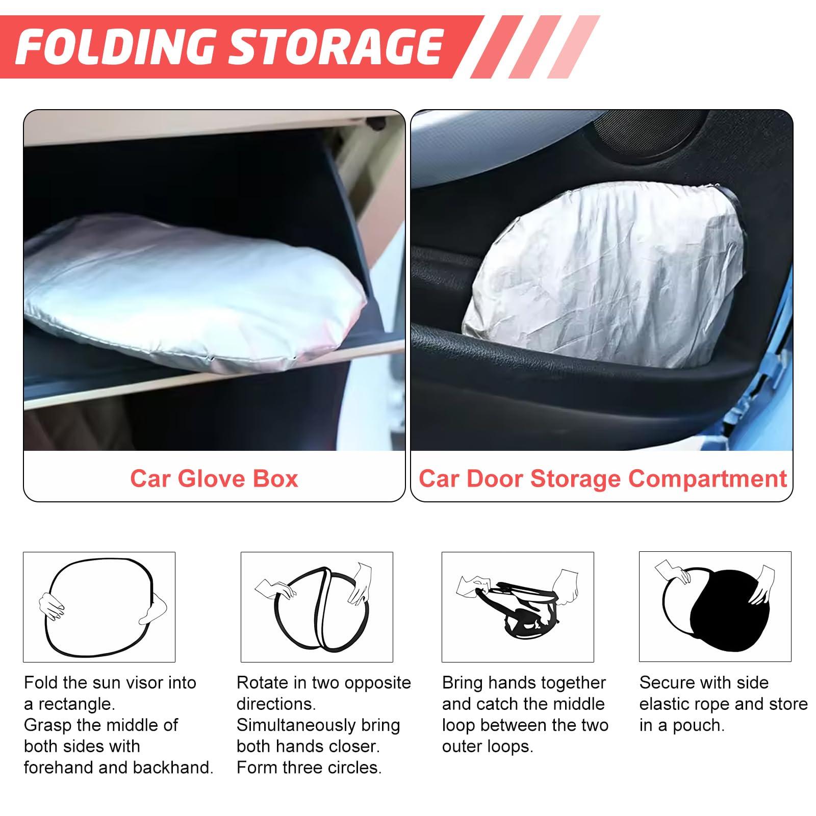 Pink Bow Print Car Windshield Sun Shade, Foldable Reflective UV Protection Sun Visor with Storage Pouch, Auto Interior Accessories for Sedan, SUV, Hatchback - Image 7