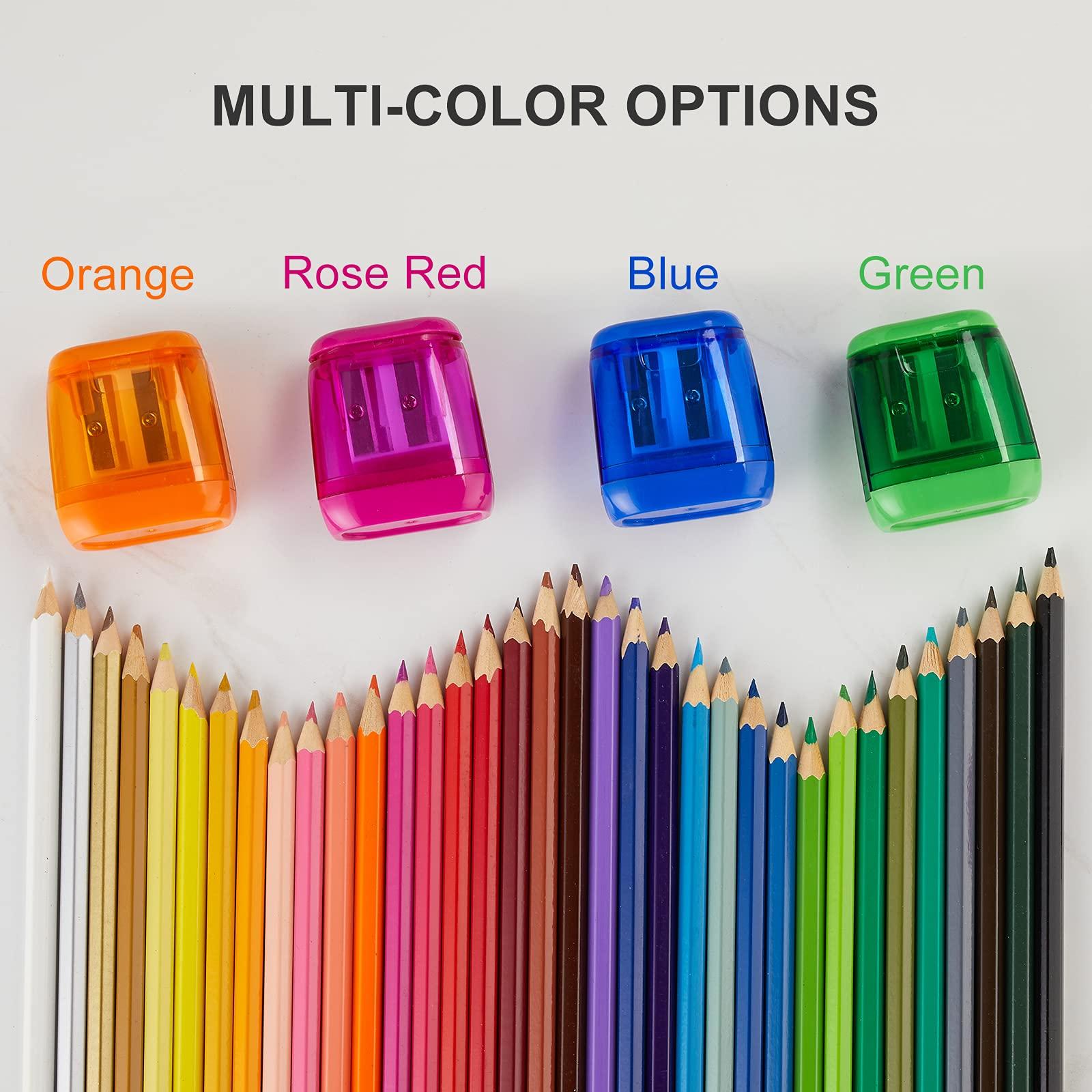 Sonuimy Pencil Sharpeners, 4 Pcs Pencil Sharpeners Manual,Dual Holes Compact Colored Handheld Pencil Sharpener for Kids with Lid Adults Students School Class Home Office (Covered) - Image 6