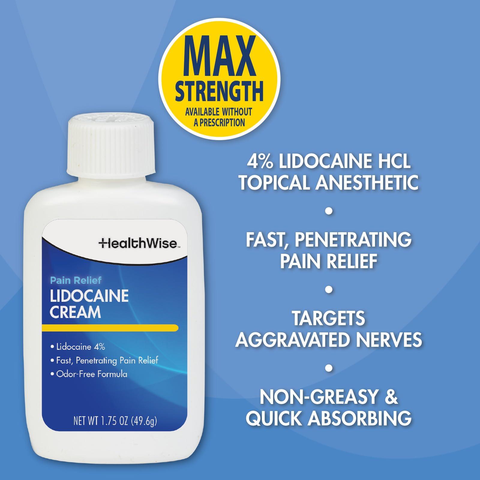 HealthWise Maximum Strength Lidocaine Cream | Numbs Away Pain | Long-Lasting Relief | Non-Greasy | 1.75 Oz - Image 5