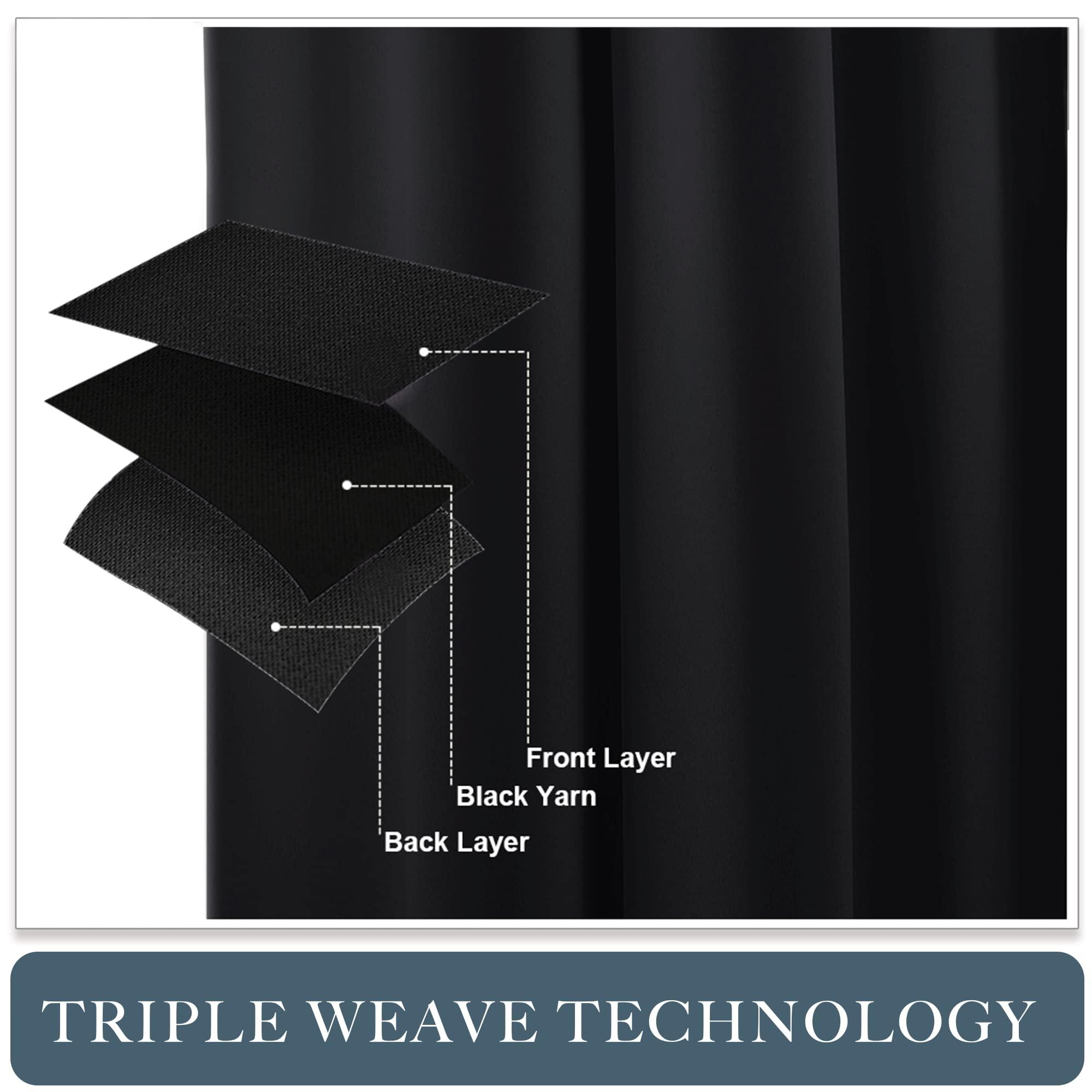 PONY DANCE Short Blackout Curtains for Kitchen Over Sink 45 inch Long, Thermal Insulated Black Out Curtain for Bedroom, Rod Pocket Drapes for Bathroom Small Window(2 Panels Set, Black, 42 inches Wide) - Image 5