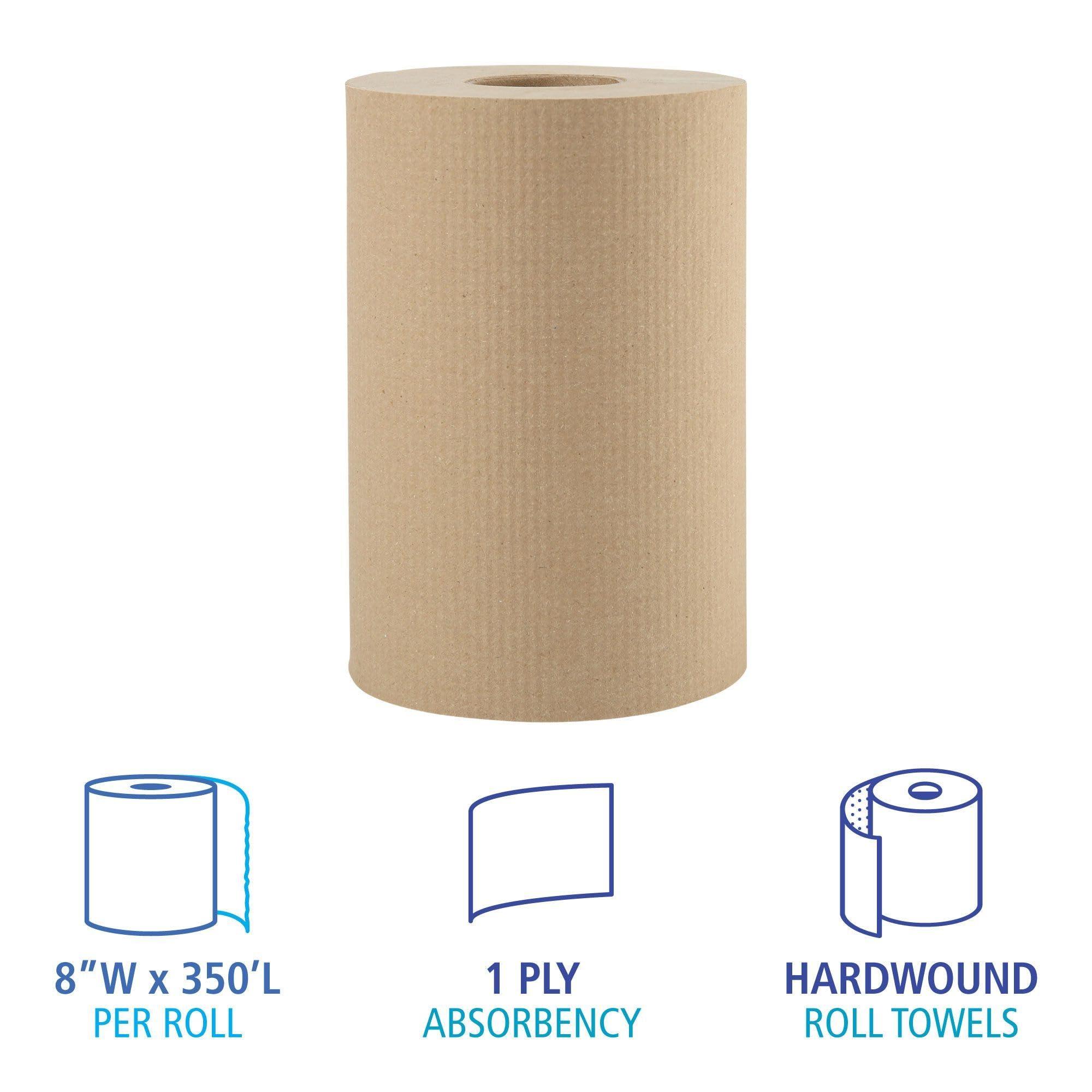 Boardwalk B6252 8 in. x 350 ft. 1-Ply Hardwound Paper Towels - Natural (12/Carton) - Image 2