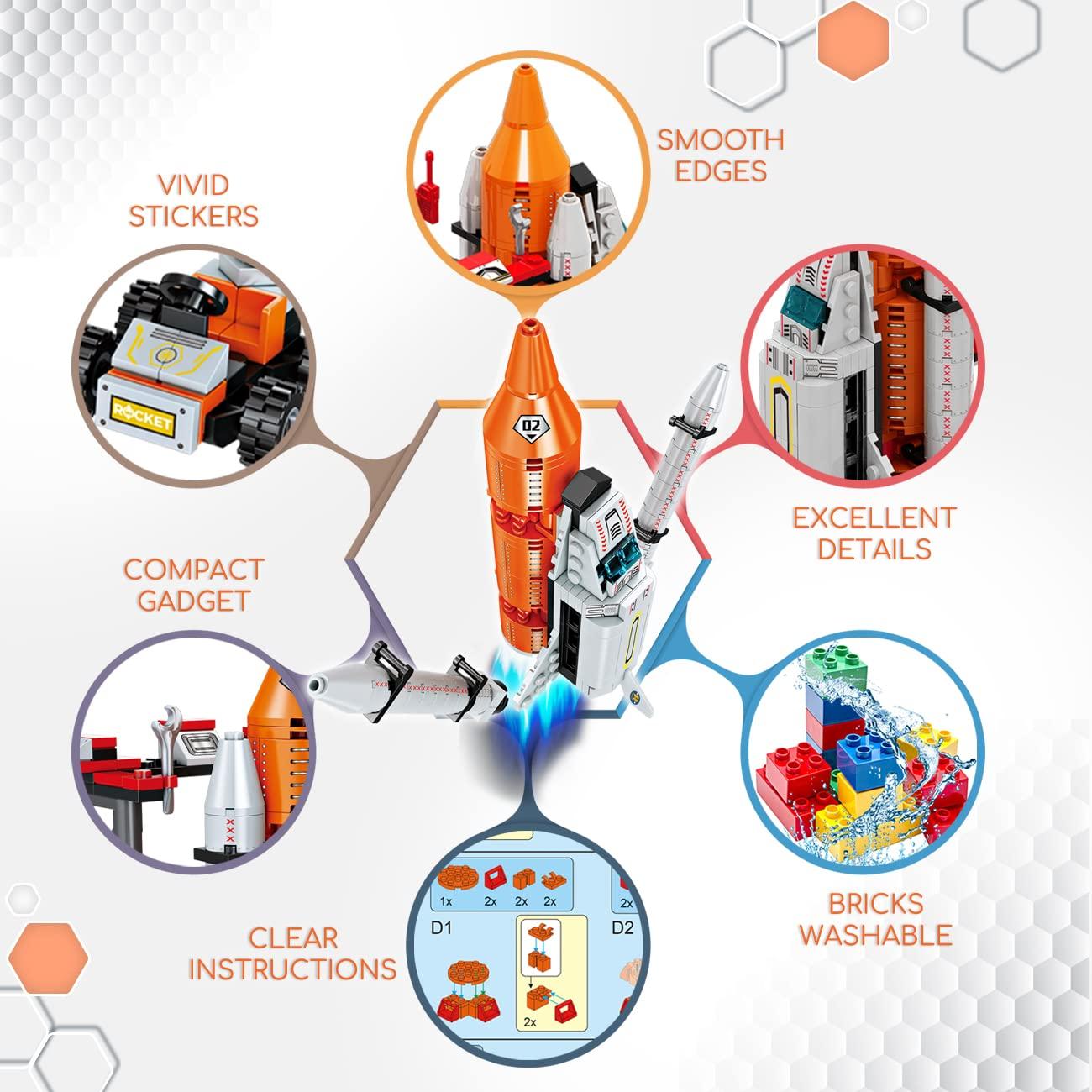 Space Exploration Shuttle Toys for 6 7 8 9 10 11 12 Year Old Boys 12-in-1 STEM Aerospace Building Kit Toy with Heavy Transport Rocket and Launcher Best Gifts for 6-12 Year Old Boys (566 PCS) - Image 5
