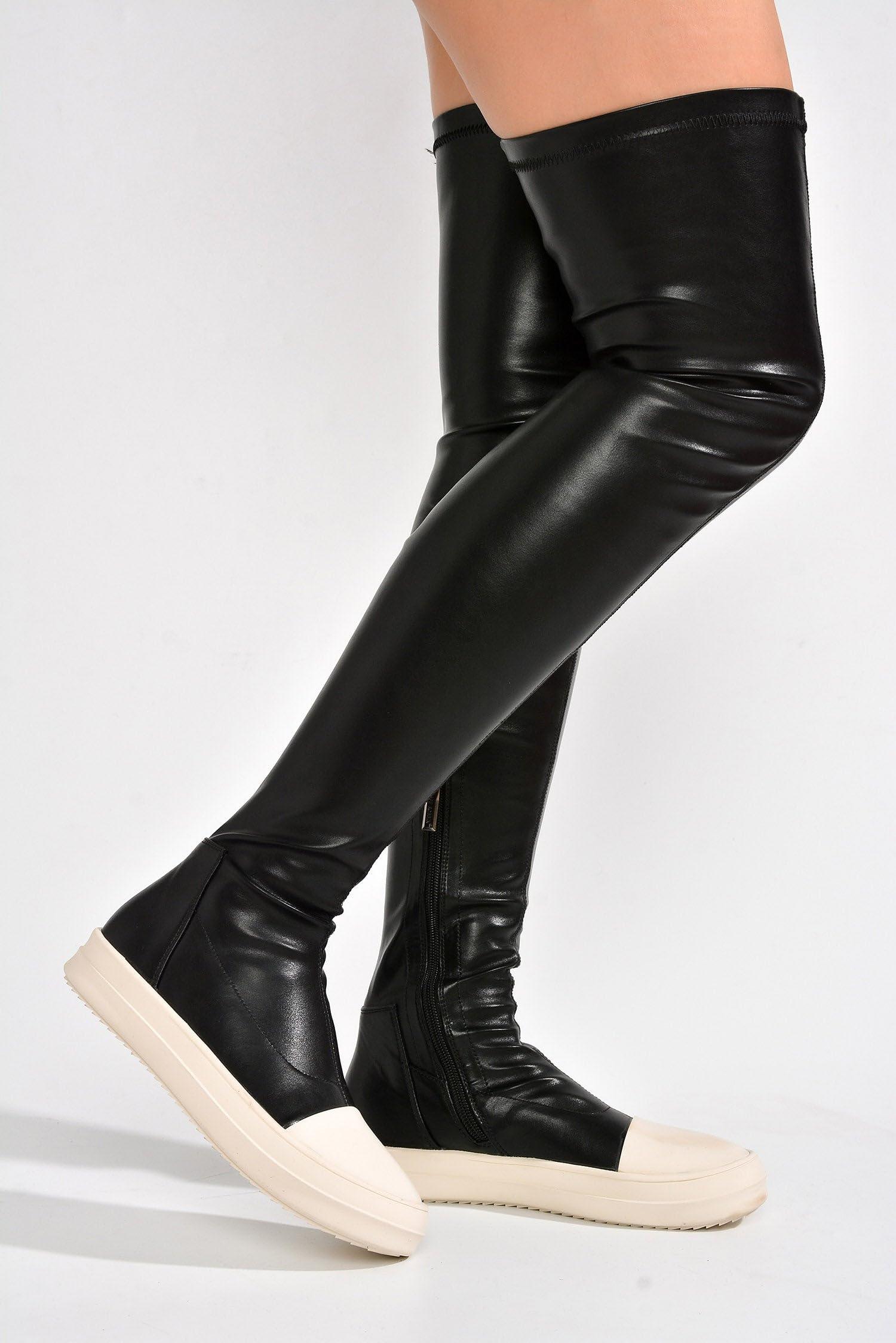 Cape Robbin Women Lug Sole Over the Knee Thigh high Round Toe Flat boots - Image 2