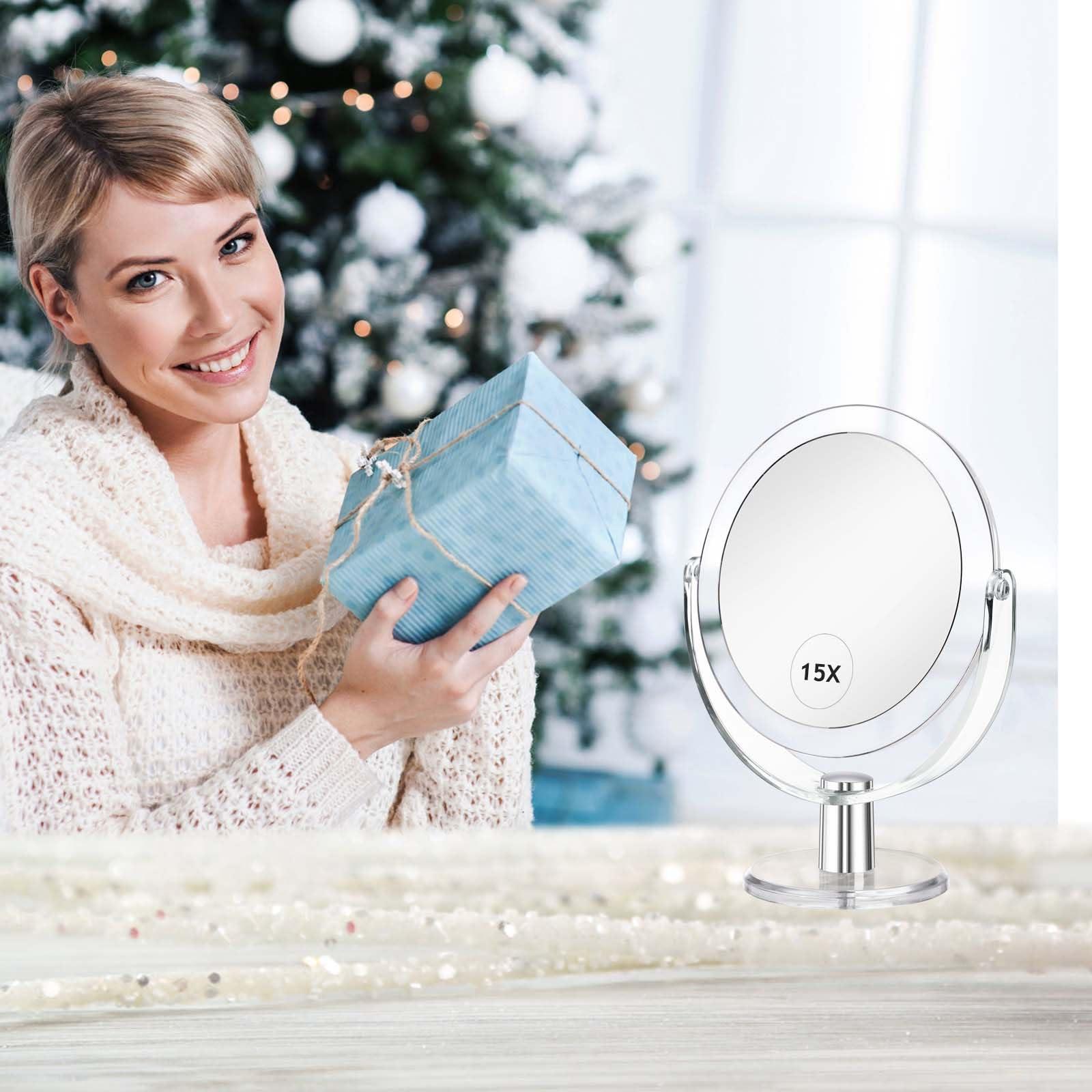 CLSEVXY Vanity Mirror Makeup Mirror with Stand, 1X/15X Magnification Double Sided 360 Degree Swivel Magnifying Mirror, 6.25 Inch Portable Table Desk Counter top Mirror Bathroom Shaving Mirror - Image 2