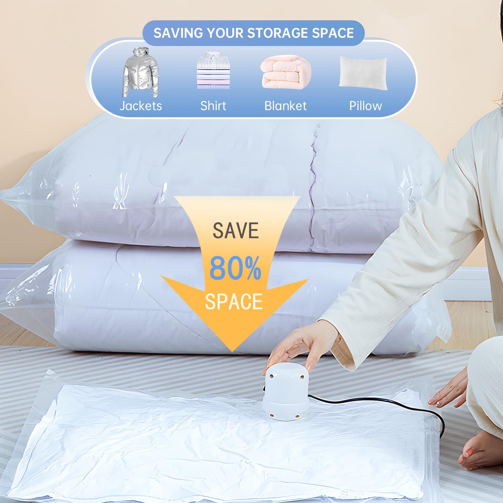 12 Pack Vacuum Seal Bags for Clothing, Vacuum Storage Bag with Electric Pump, Vacuum Bags for Travel, Luggage Compression Packing, Space Saver Bags (3 Small, 3 Medium, 3 Large, 3 Jumbo) - Image 2