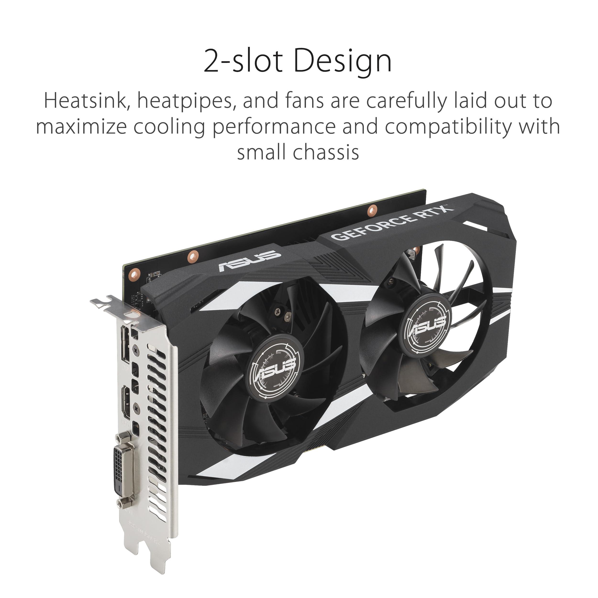 ASUS Dual NVIDIA GeForce RTX 3050 6GB OC Edition Gaming Graphics Card - PCIe 4.0, 6GB GDDR6 Memory, HDMI 2.1, DisplayPort 1.4a, 2-Slot Design, Axial-tech Fan Design, 0dB Technology, Steel Bracket - Image 3