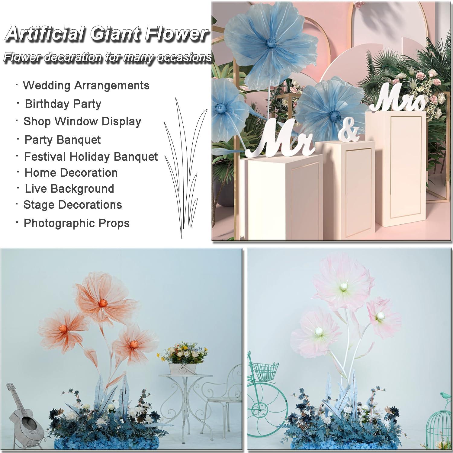 YOFNIRG Giant Flowers for Decoration,Wedding Reception Essential Decoration,5.6 Ft Big Artificial Silk Flower with Stems and Stands,Party Banquet Background Decor，Home Decor（Orange Champagne） - Image 4