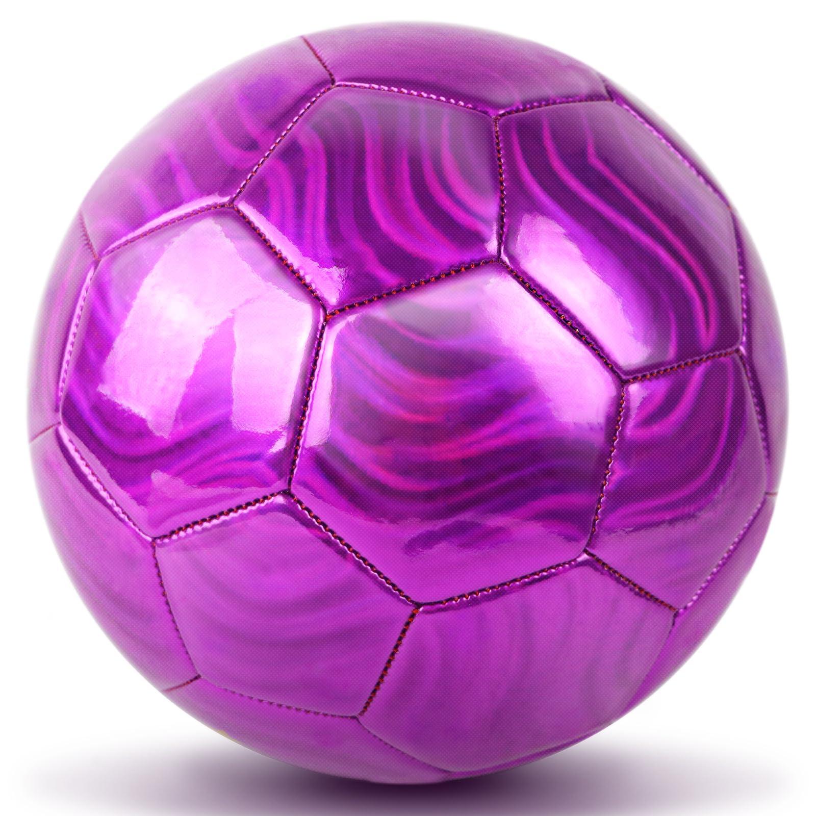 Size 4 Soccer Ball Glitter Pink - Kids Aged 4-6 6-8 8-12 Outdoors Sports Training Ball Recreation Playing Ball Teens Girls Children Youth Back to School Birthday