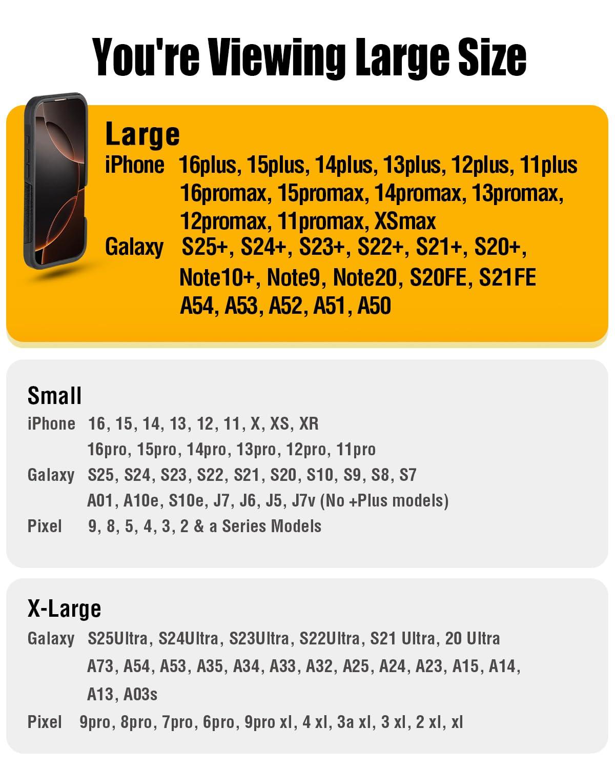 BOMEA Case for Large iPhone Plus, Pro Max 16 15 14 13 12 11 Xs, Samsung Galaxy S25+ S24+ S23+ S22+ S21+, Cell Phone Belt Holster Clip, ID Card Holder Pouch, Fits Otterbox Case - Black - Image 5