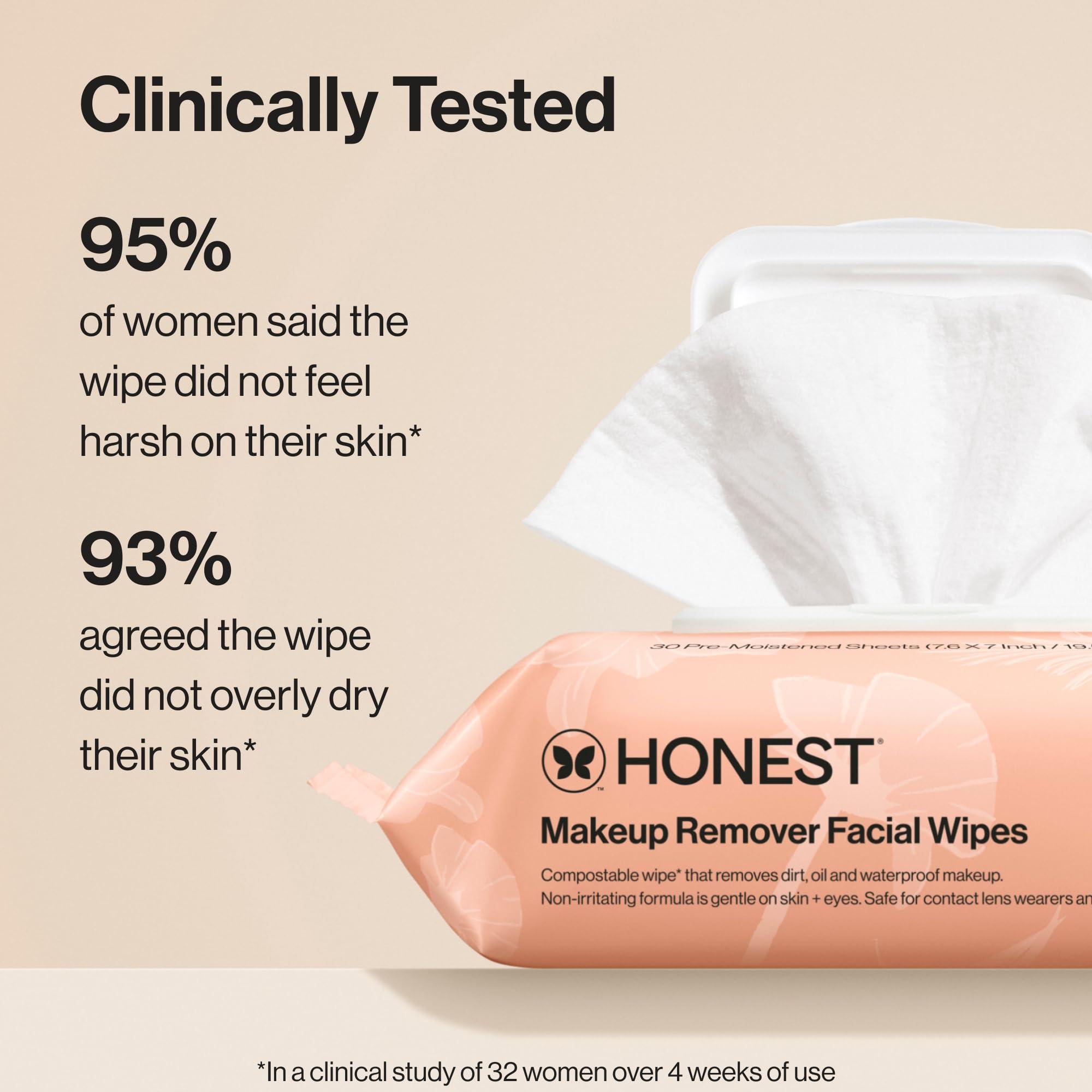Honest Beauty Fragrance Free Cleansing Makeup Remover Facial Wipes | Plant Based, Hypoallergenic, Gentle for Sensitive Skin | 30 Count - Image 5