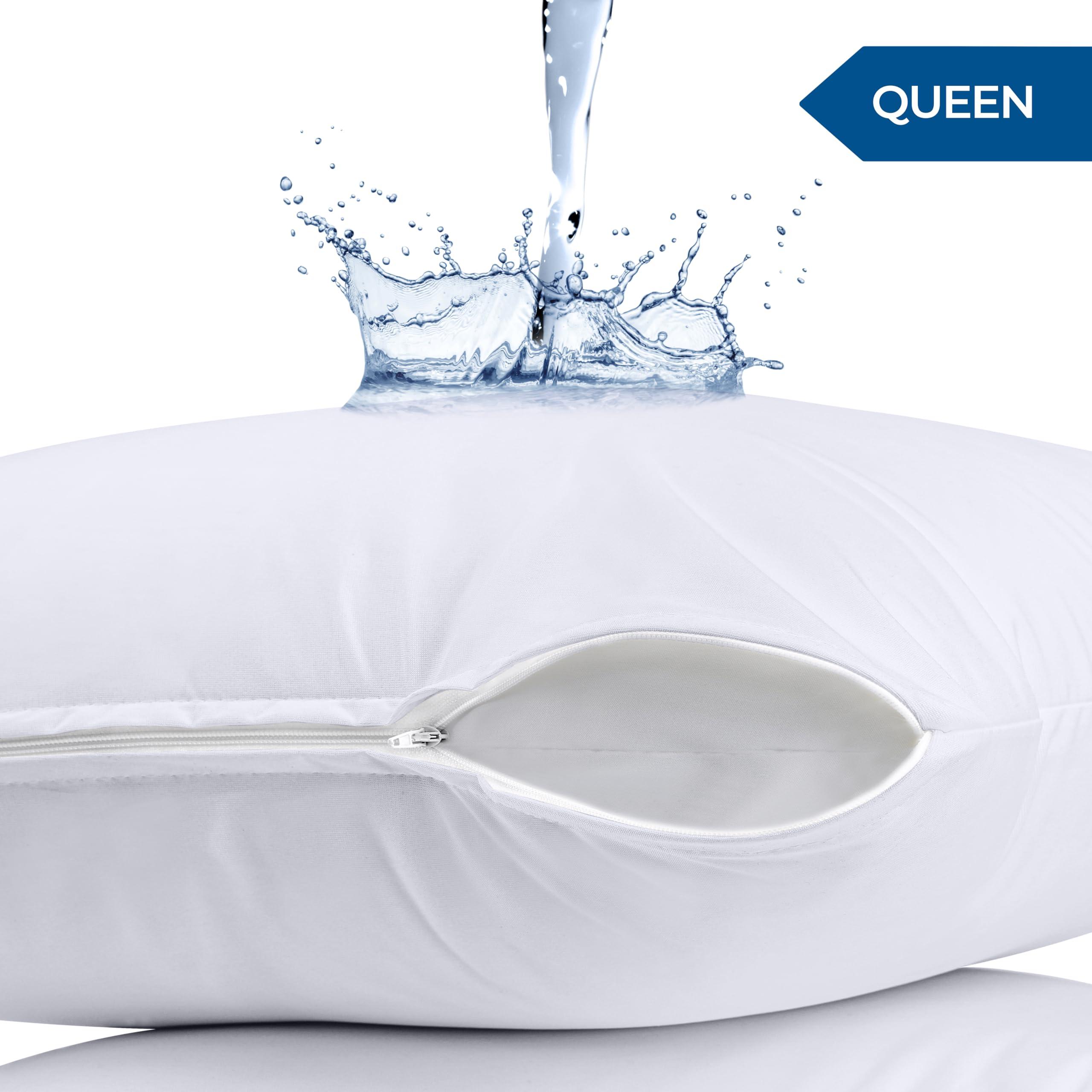Utopia Bedding Waterproof Pillow Protectors Zippered Queen Size (2 Pack, White), Zippered Pillowcases, Bed Bug Proof Pillow Encasement Covers 20 x 28 Inches - Image 4