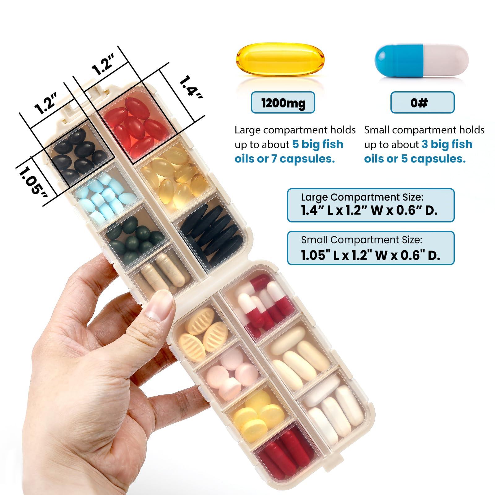 3 Pack, 14 GRIDS Travel Pill Organizer Box with Labels - Travel Medicine Case Kit - Pocket Daily Pharmacy Container - Travel Medication Holder Dispenser for Fish Oil Vitamin Supplement Storage - Image 2