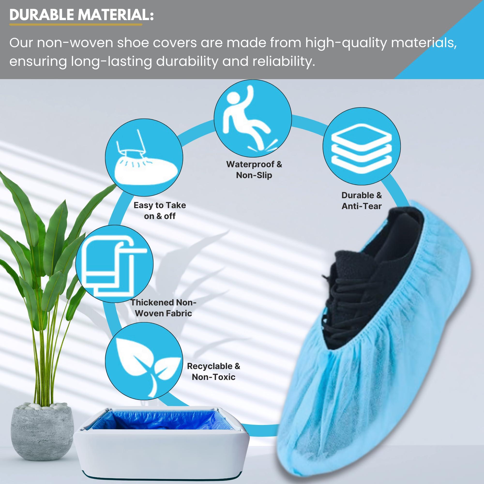 Shoe Cover Dispenser with 100pcs Disposable Non-woven Booties, Durable Shoe Cover Machine, Fits US Men Size Up to 11, Easy for Indoor Use, Estate Showings (white) - Image 3