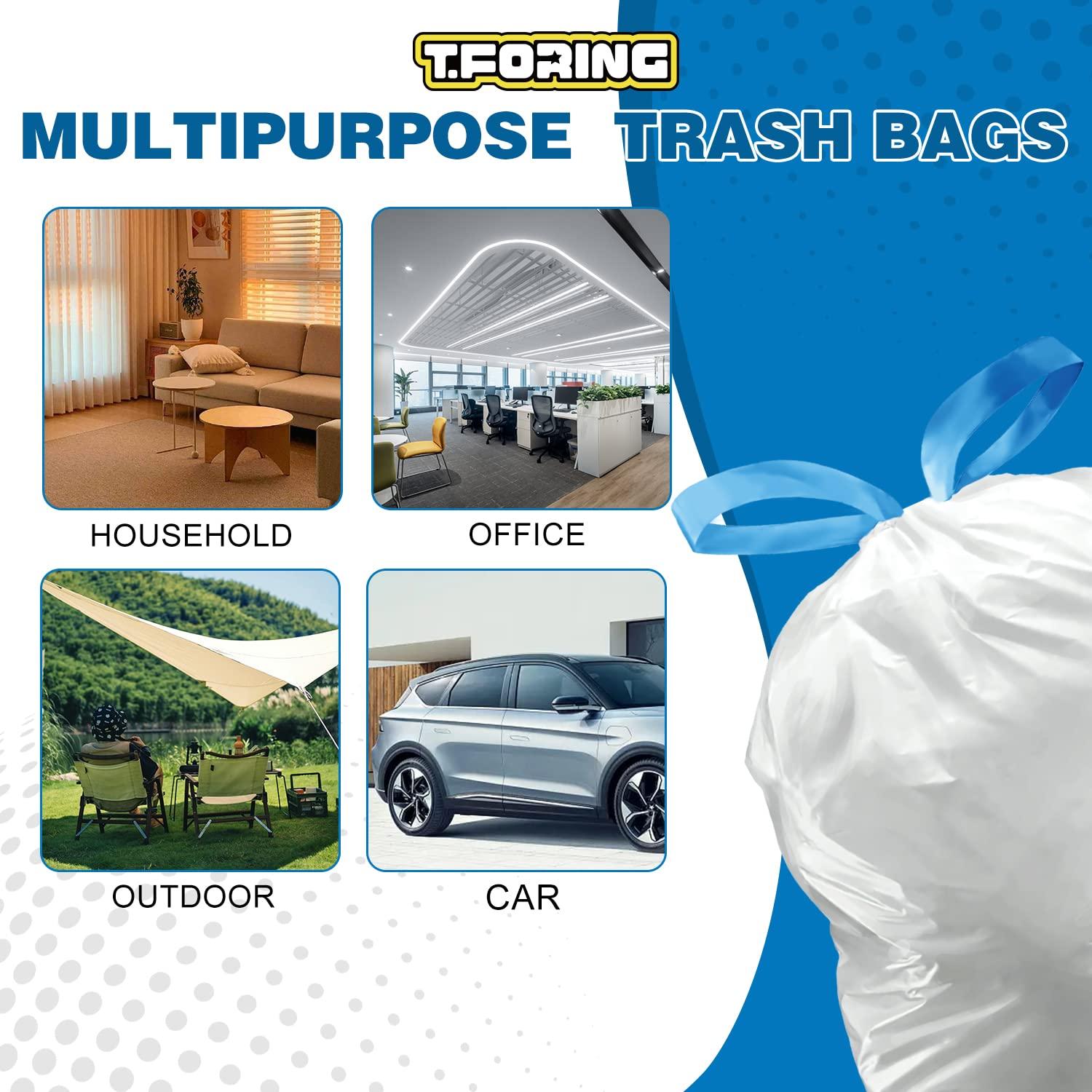T.FORING 8 Gallon Trash Bags Drawstring 1.2 Mil - 100 Count White Medium Garbage Bags Unscented, 30 Liter Thick Plastic Trash Can Liners for Home Kitchen Bathroom - Image 6