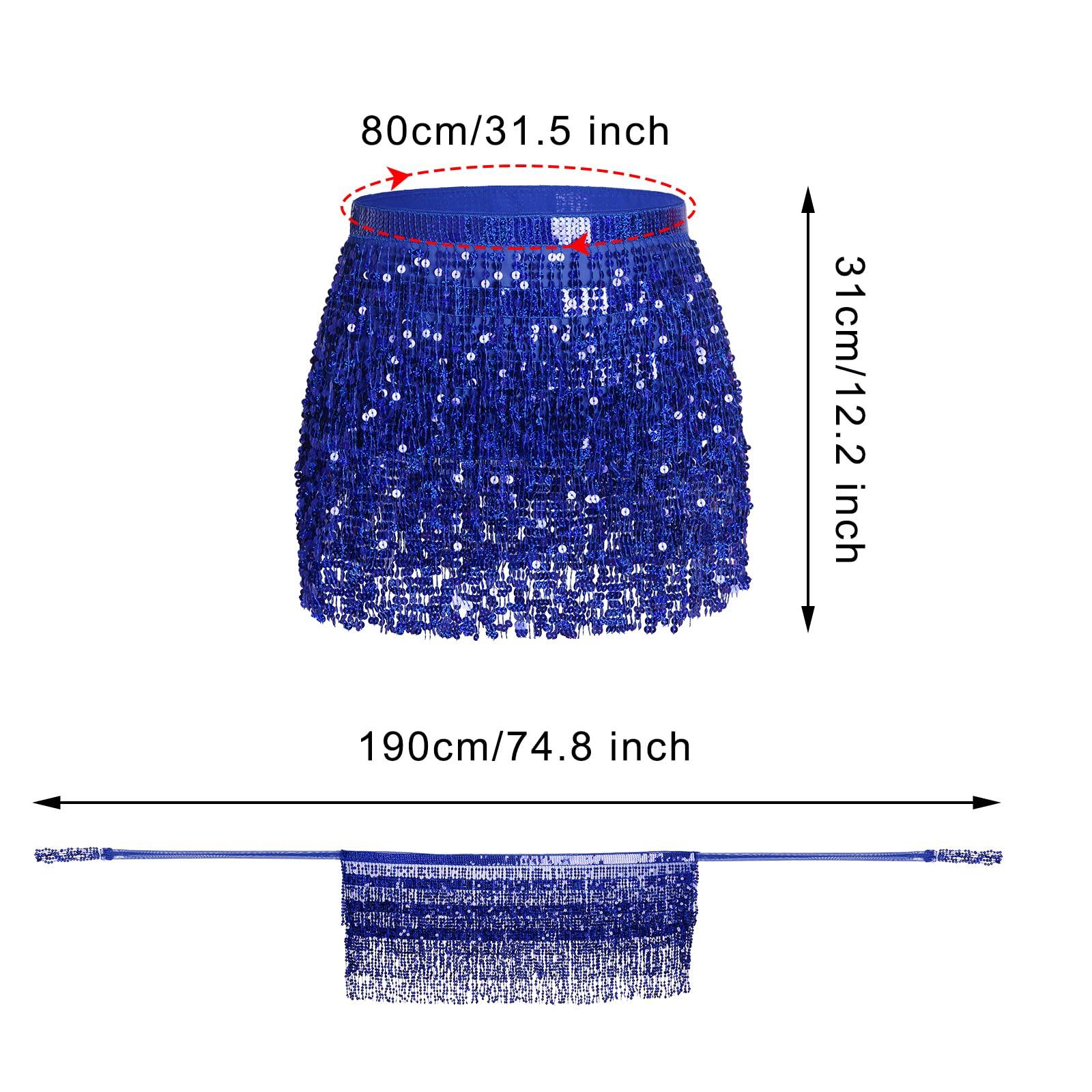 Belly Dance Hip Scarf Sequin Tassel Skirt Wrap Sparkly Rave Costume for Women - Image 2