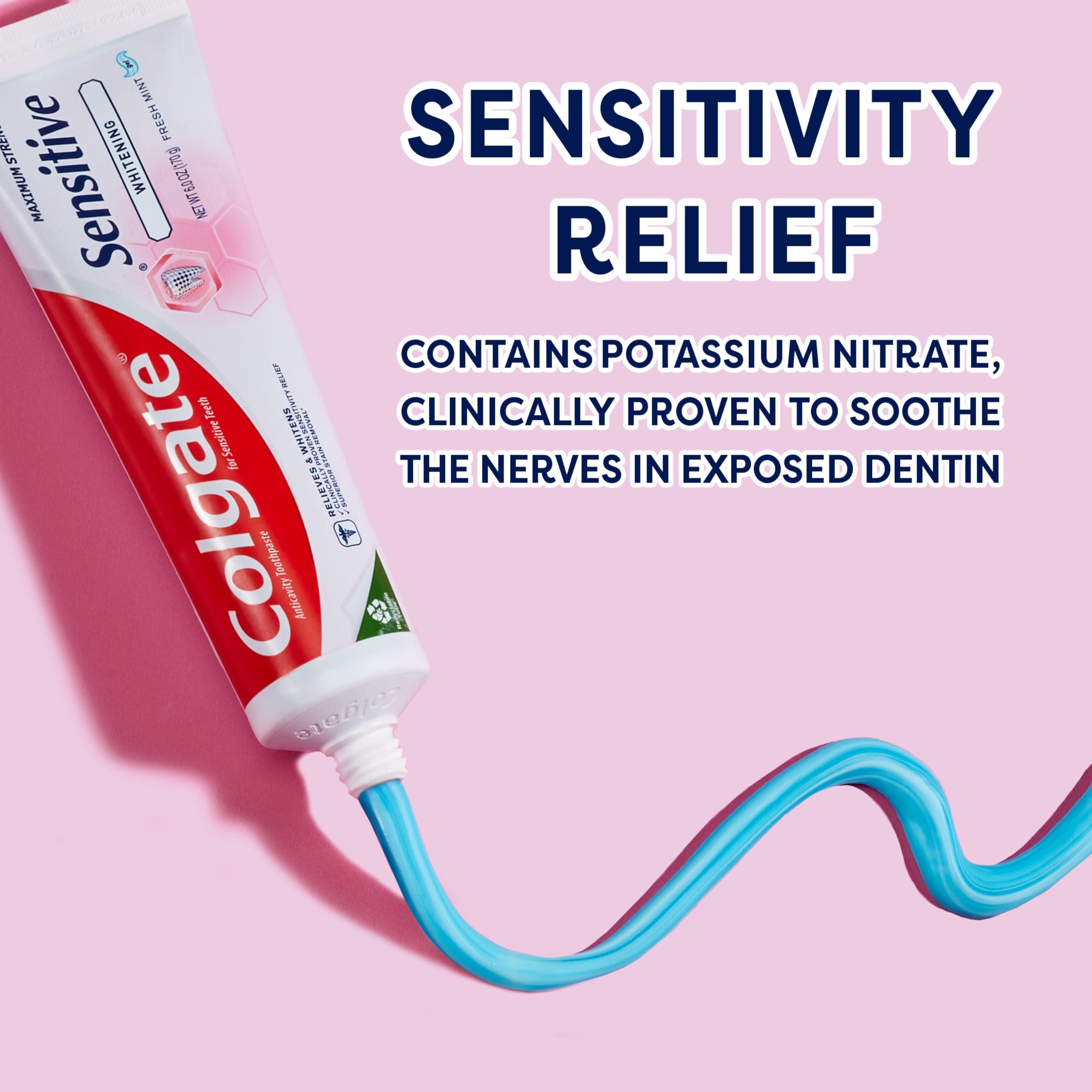 Colgate Whitening Toothpaste for Sensitive Teeth, Enamel Repair and Cavity Protection, Fresh Mint Gel, 6 Oz (Pack of 3) - Image 6
