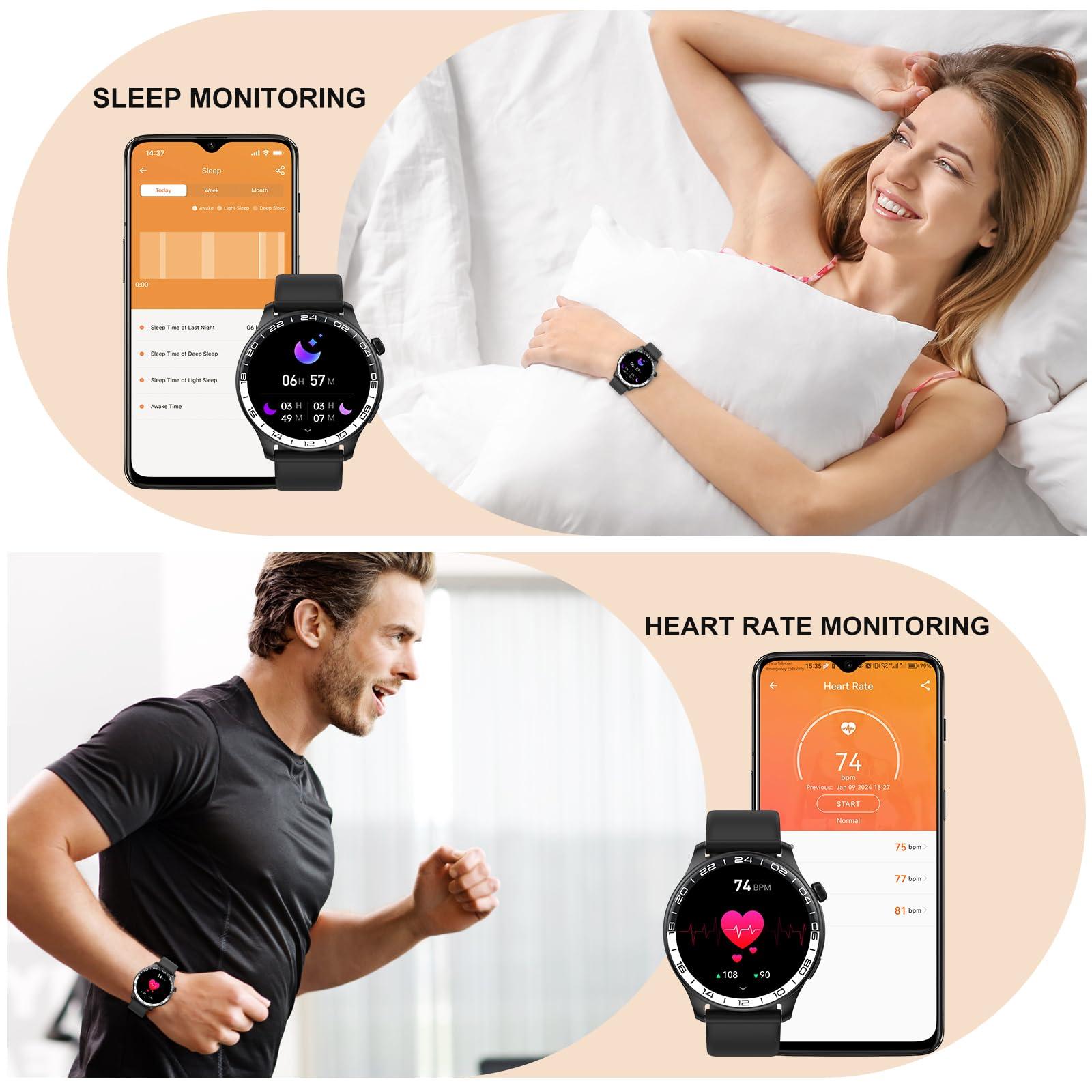 Smart Watch, 40mm AMOLED Touchscreen Smartwatch for Men Women (Answer/Make Call), Fitness Tracker with 110+ Sport Modes, IP68 Waterproof/Spo2/Pedometer/Sleep Monitor, Activity Tracker for Android iOS - Image 4