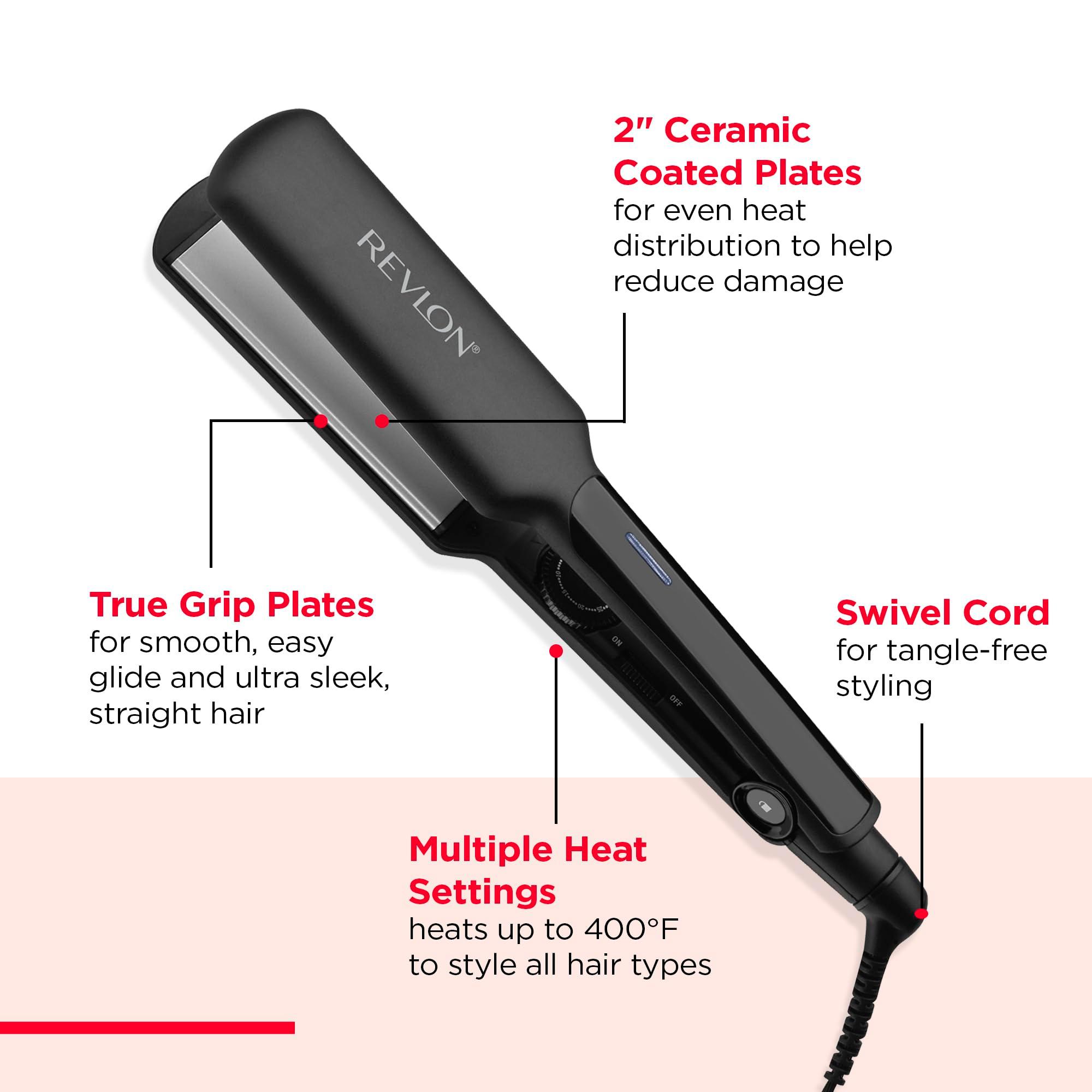 REVLON Ceramic Coated 2" Flat Iron - Fast Heating Hair Straightener for Quick and Smooth Results, Plus Travel Friendly (Black) - Image 4