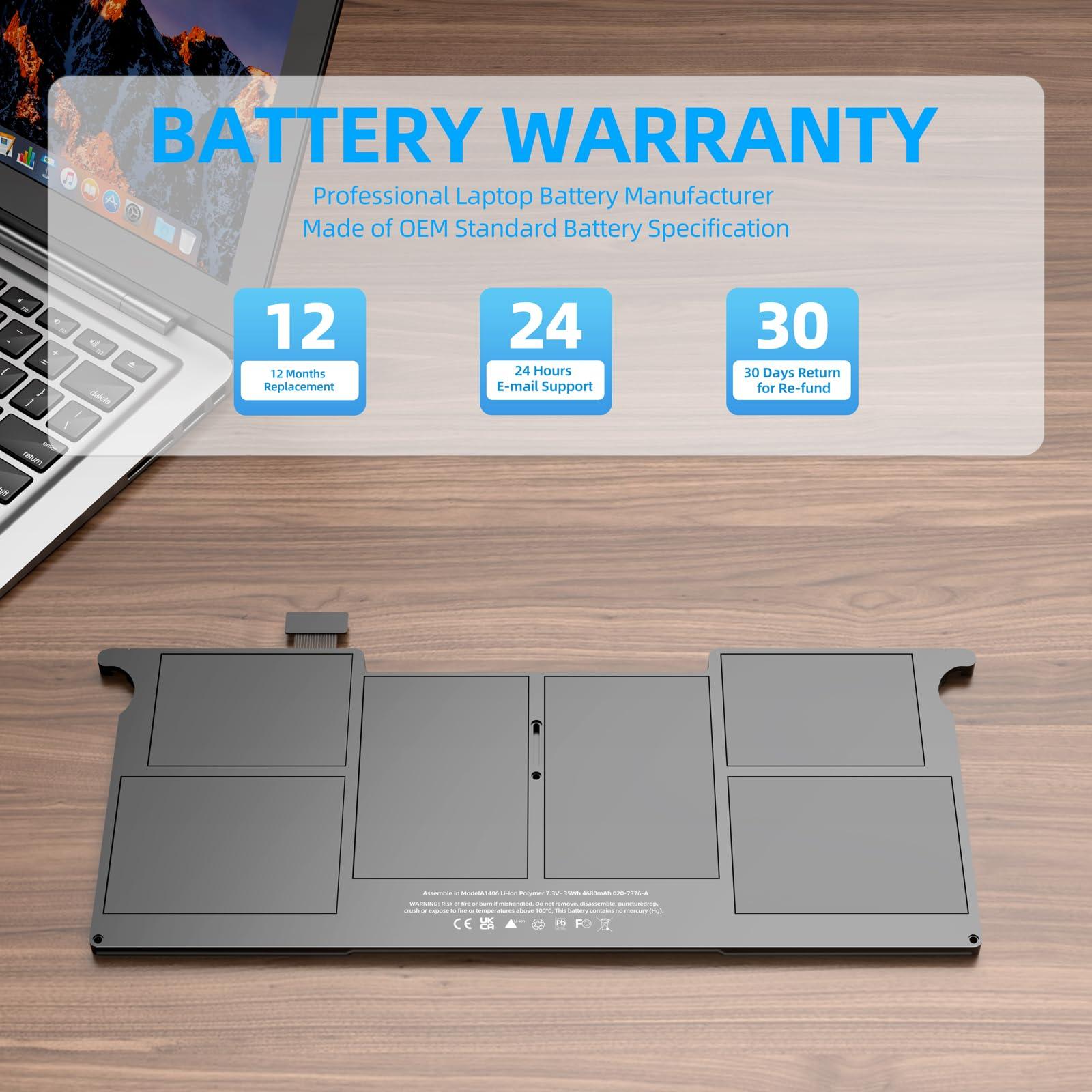 YXKC A1465 Battery Replacement for MacBook Air 11 inch A1406 Battery A1370 A1495 Battery-[Early 2014 2015 Mid 2011 2012 2013 Version]-39Wh/7.6V/5100mAh - Image 6