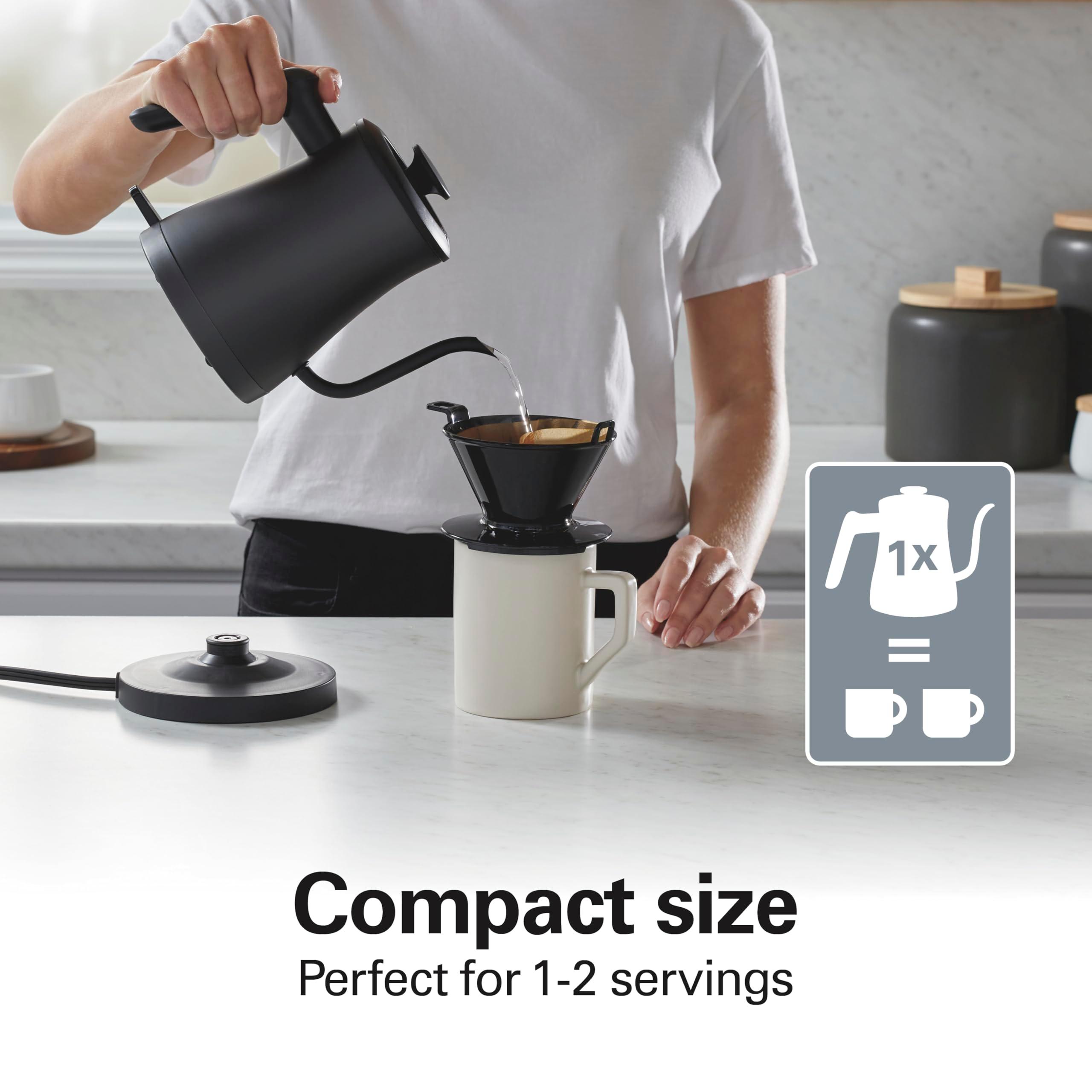 Hamilton Beach Compact 20 oz. / 0.6 Liter Gooseneck Electric Kettle for Boiling Water, Pour Over Coffee, Tea, Ultra Fast Heating With 1200 Watts, Stainless Steel BPA-Free Interior, Black (41045) - Image 6