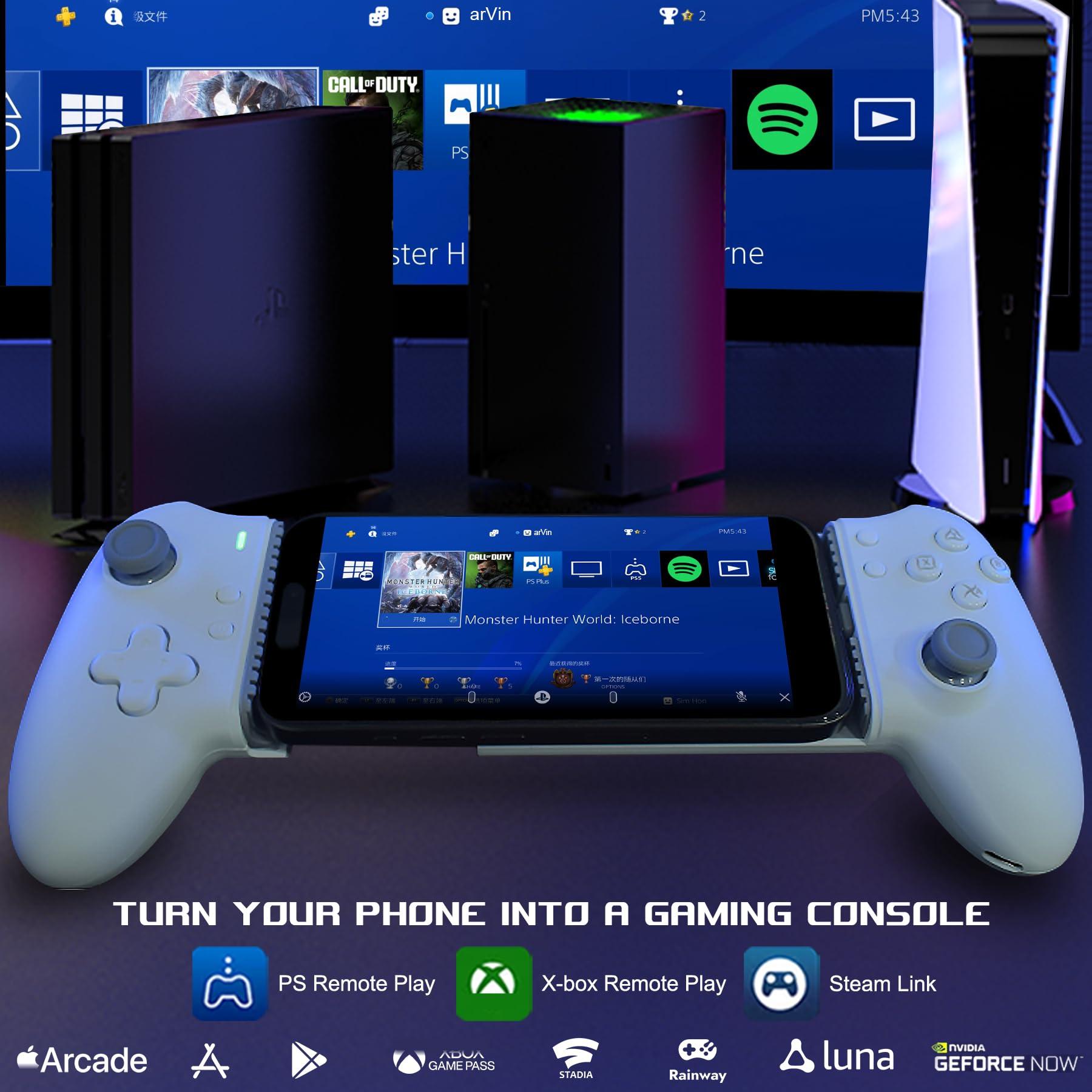 arVin USB C Mobile Gaming Controller for iPhone 16/15 Series & Android (USB-C) Plug & Play - Remote Play for PS5/PS4/Xbox/PC Consoles, Cloud Game, Emulator, with Hall Effect Joysticks/Turbo/Back keys - Image 2