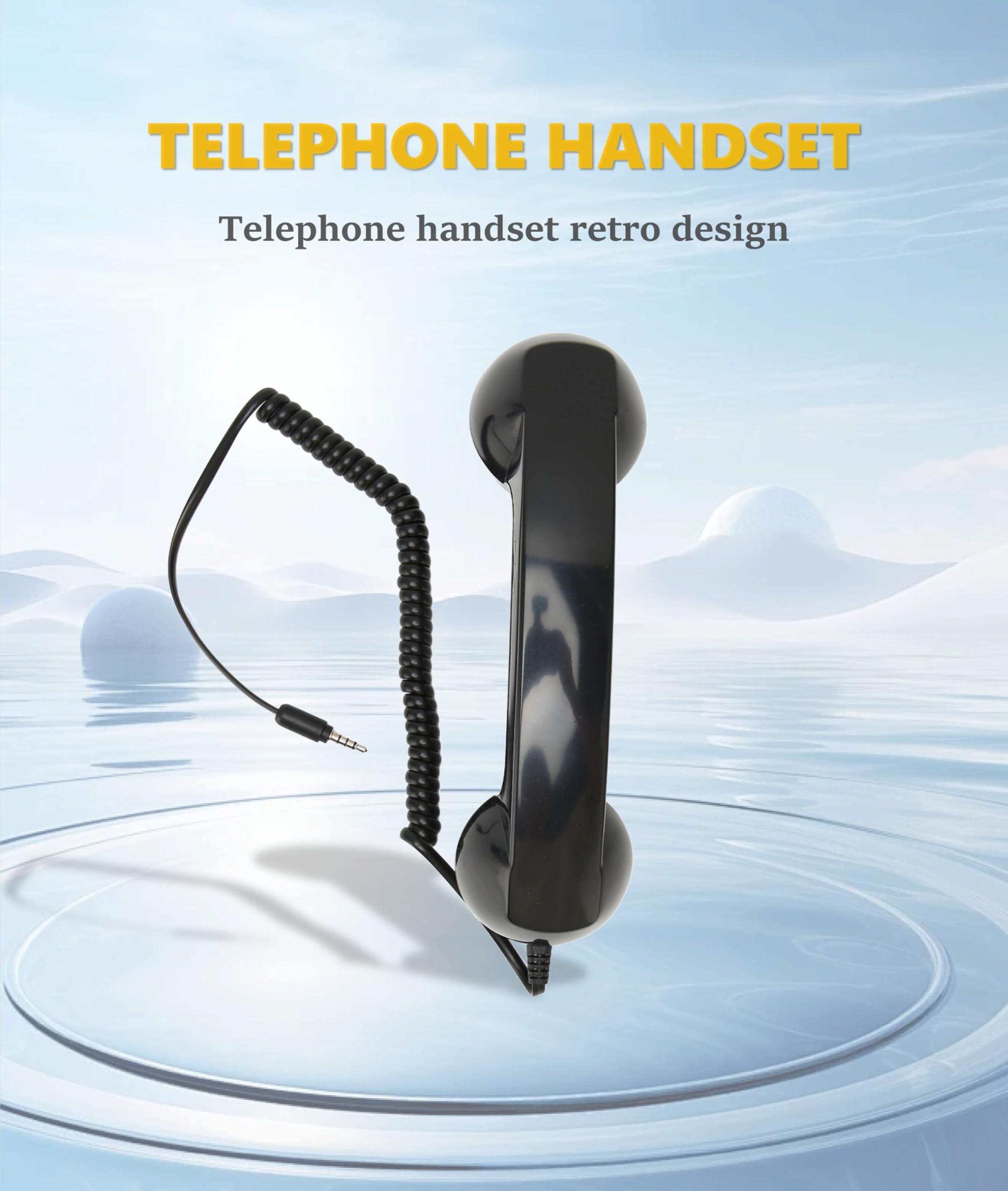Jiawu Vintage Retro Telephone Handset, Cell Phone Receiver MIC Microphone Speaker for Cellphone, Smartphone and Computers, Old Telephone Headse with 3.5 mm Socket (Black) - Image 2